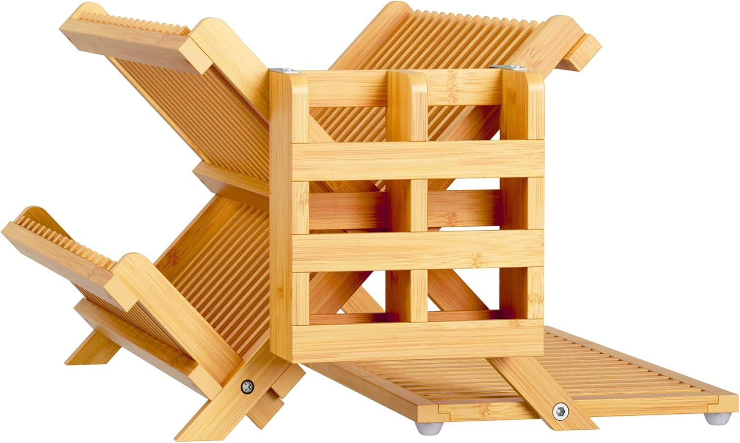 Thumbnail 6 de Greenual Bamboo Dish Drying Rack with Utensil Holder, 3-Tier Collapsible Counter Drying Station