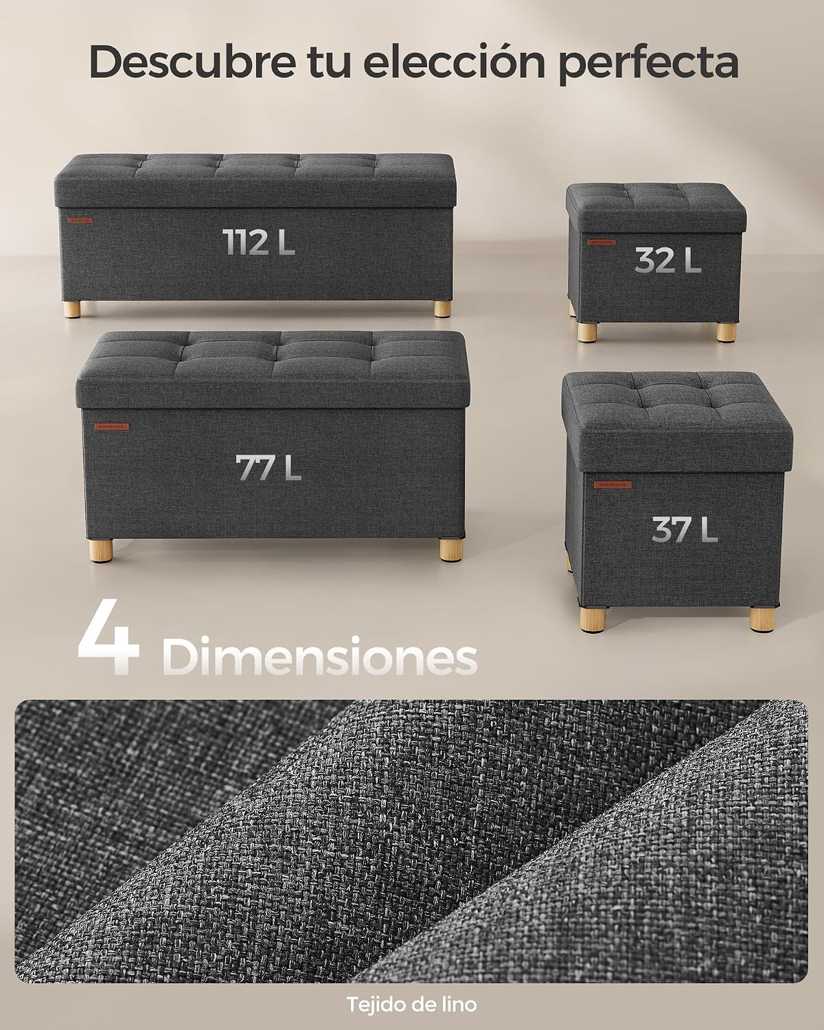 Thumbnail 5 de SONGMICS Puff Almacenaje 38 x 38 cm