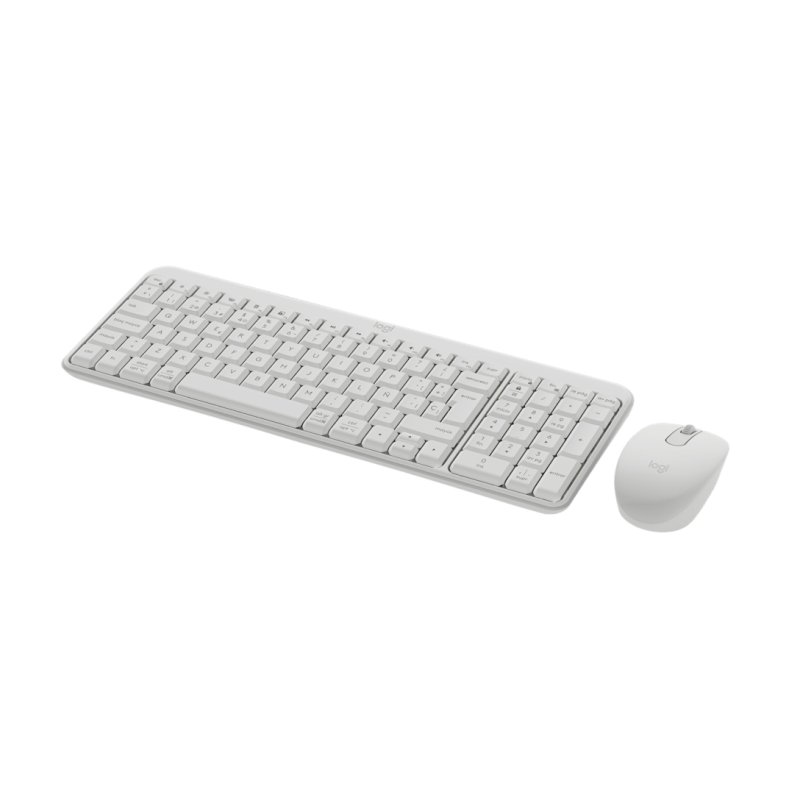 Detalle de Teclado + ratón membrana Logitech MK250 inalámbrico compacto con layout ES (blanco)