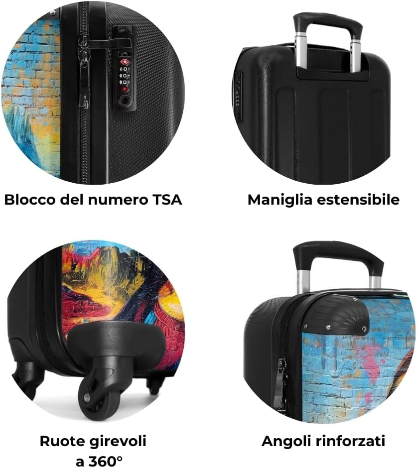 Thumbnail 6 de Valigia da cabina NoBoringSuitcases.com Mona Lisa in blu, 55x40x20 cm