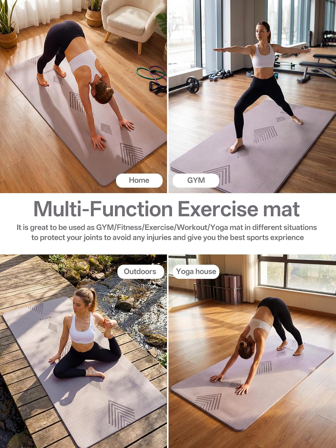 Thumbnail 6 de EASEUP Large Yoga Mat, 73 × 35.5 in, 10 mm Thick TPE