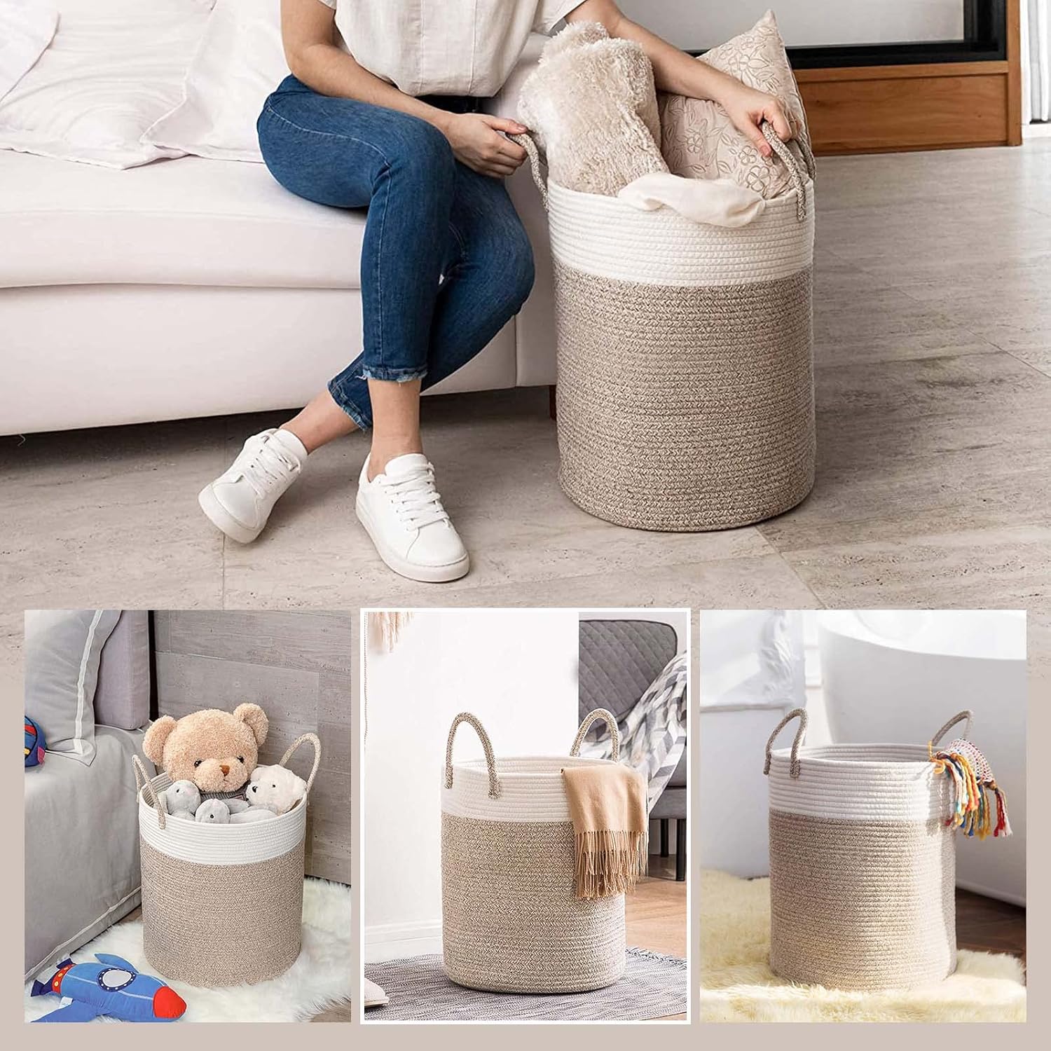 Thumbnail 4 de Grand Panier à linge pliable avec anse – Grand modèle XL 46 × 38 cm pour rangement intérieur