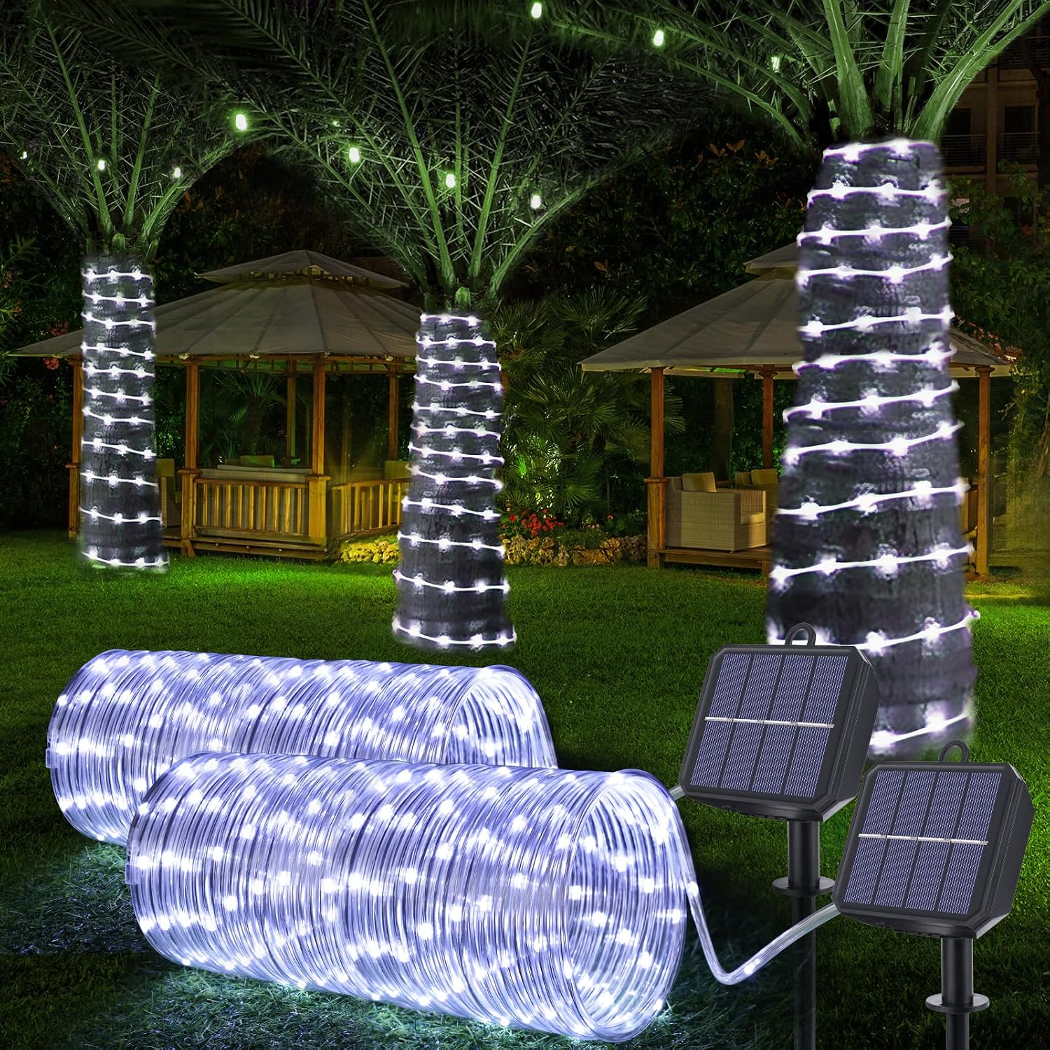 Detalle de Jnaurb Solar Rope Lights, 132 ft, 400 LEDs, 8 Modes, IP65