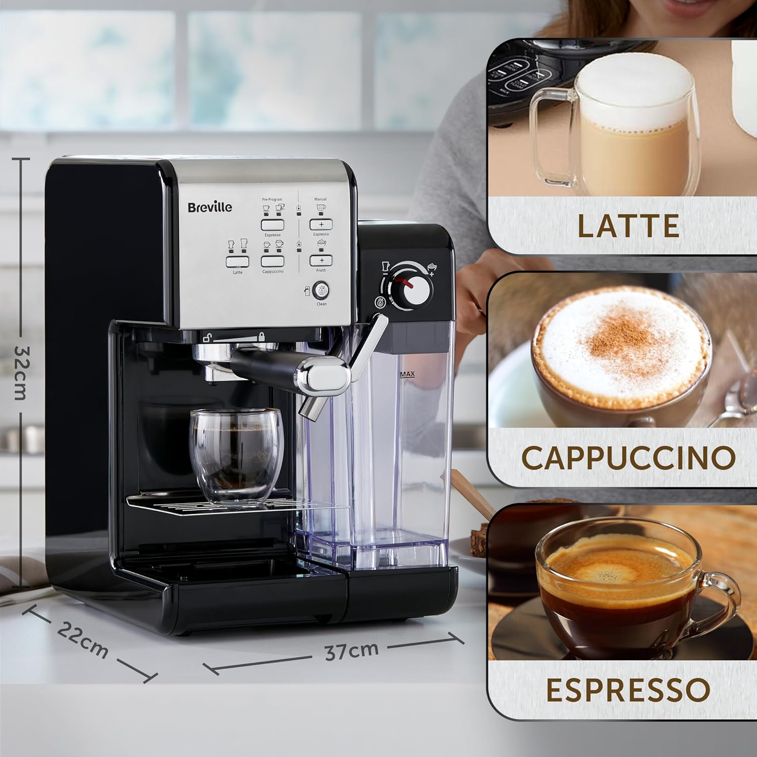 Thumbnail 2 de Breville One-Touch CoffeeHouse 19 Bar Espresso Machine
