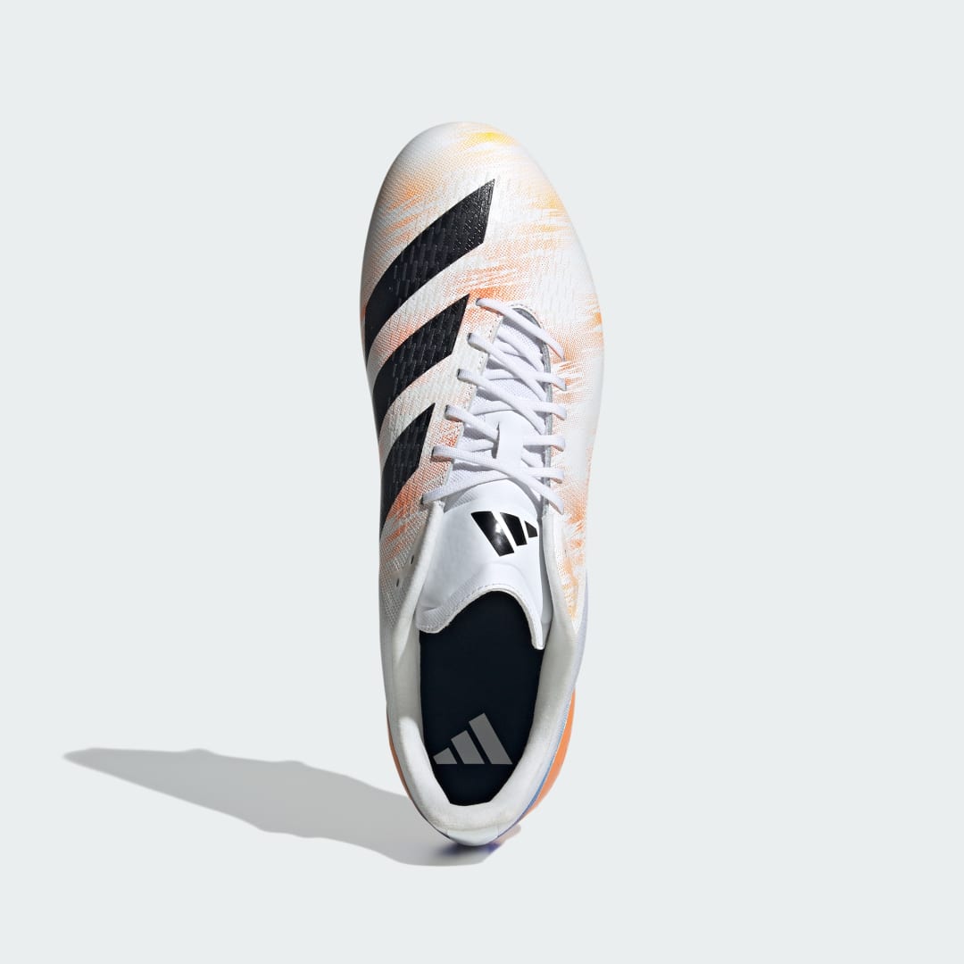 Detalle de Adizero RS15 Pro de Adidas para césped natural húmedo – Bota de rugby en blanco