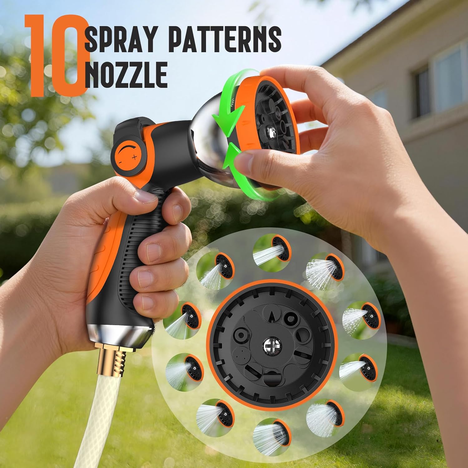 Thumbnail 6 de Garden Hose Reel 2-in-1 Wall Mounted Portable Auto Rewind Hose Reel with 180° Swivel Bracket, Any Length Lock & 9-Pattern Nozzle (1/2in 30+2m)
