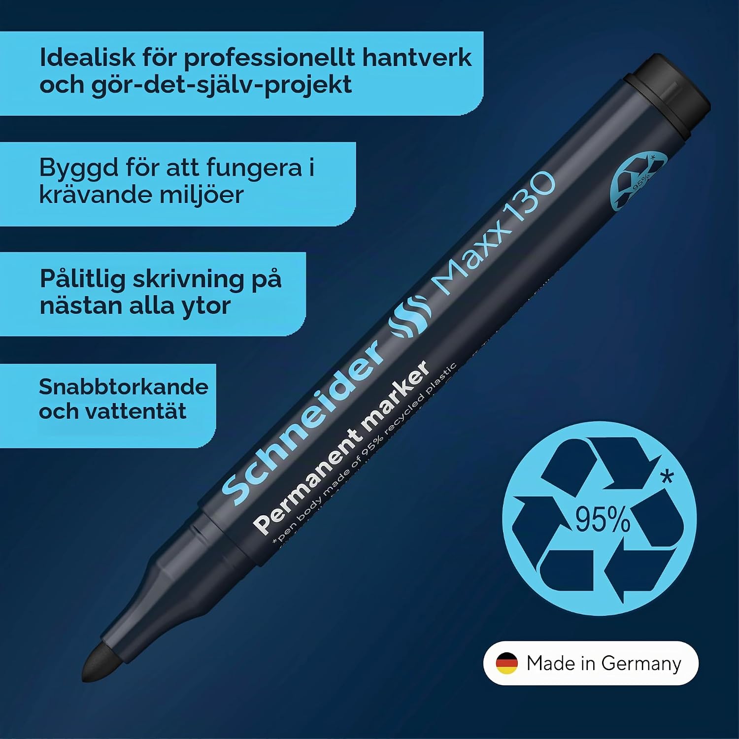 Detalle 2 de Schneider Maxx 130 permanent märkpenna, rund spets, 1–3 mm, påfyllningsbar, 10 färger