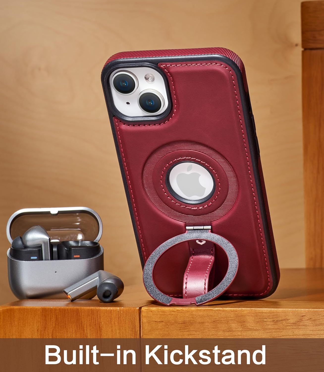 Thumbnail 6 de BUTAIGA Leather Case for iPhone 15 Plus/14 Plus with Stand
