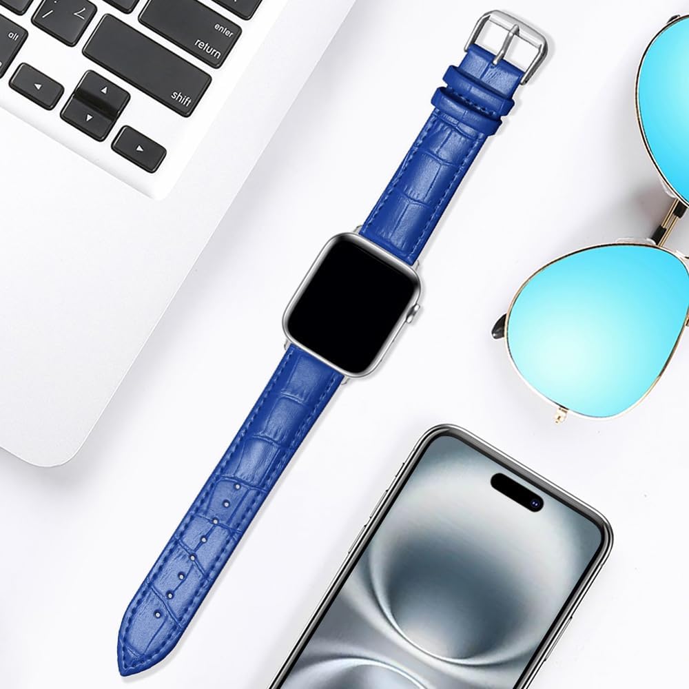 Thumbnail 4 de SZYXMY Alligator-Embossed Leather Apple Watch Strap (49mm–38mm) for Series 1–11 – Unisex