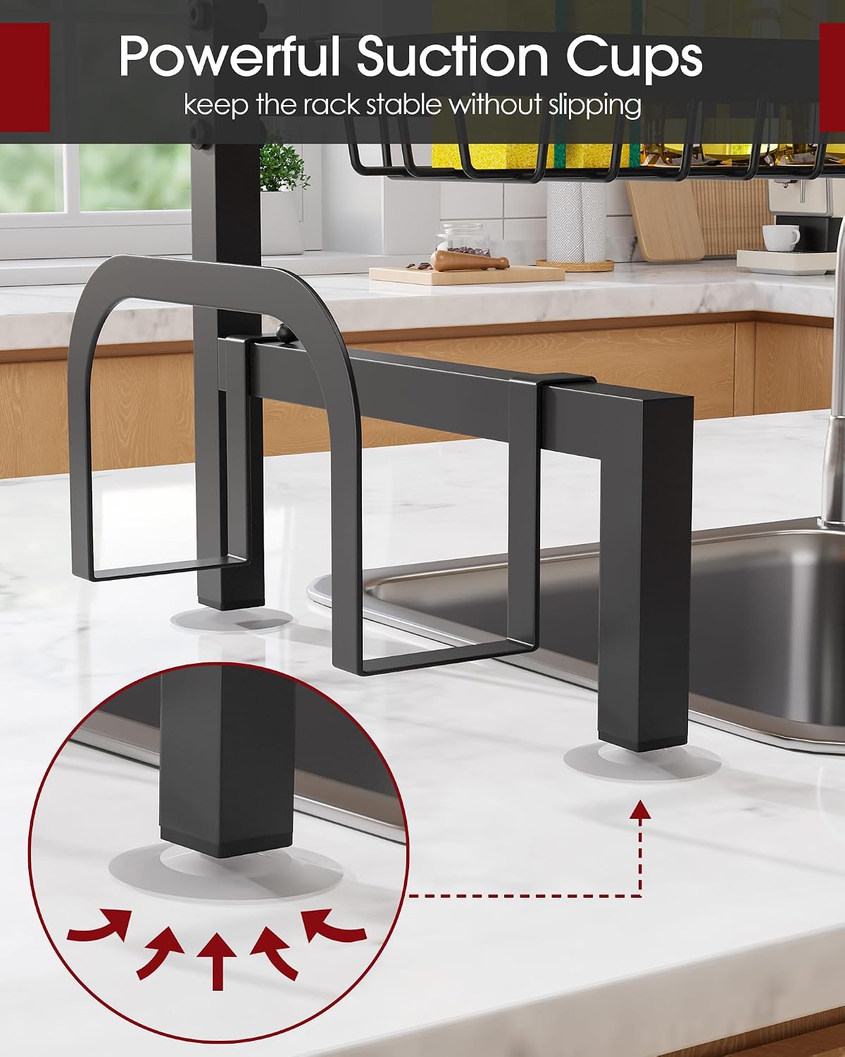 Thumbnail 3 de Sakugi Over The Sink Dish Drying Rack - Adjustable 3 Tier XX-Large Capacity, Stainless Steel Drainer with Utensil, Knife & Cutting Board Holders