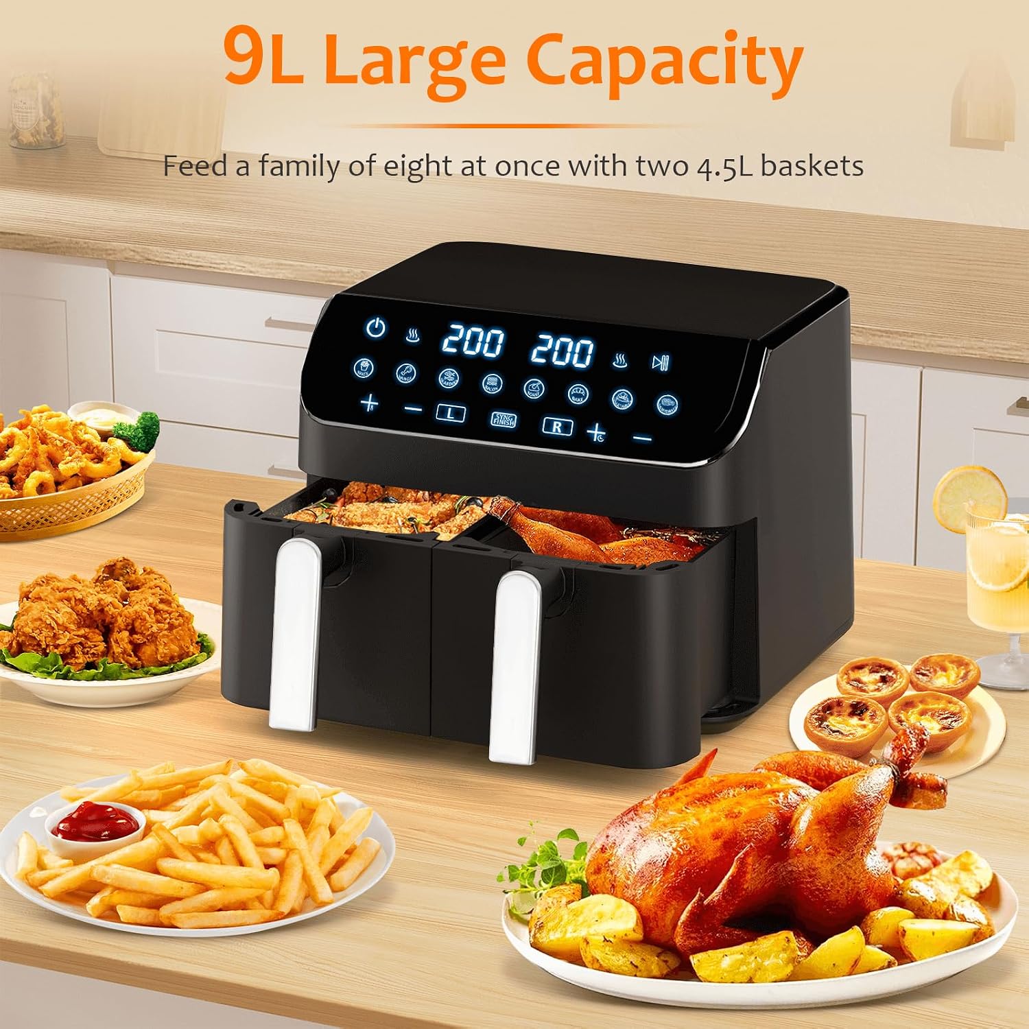 Thumbnail 3 de 9L Dual Air Fryer 2 x 4.5L drawers