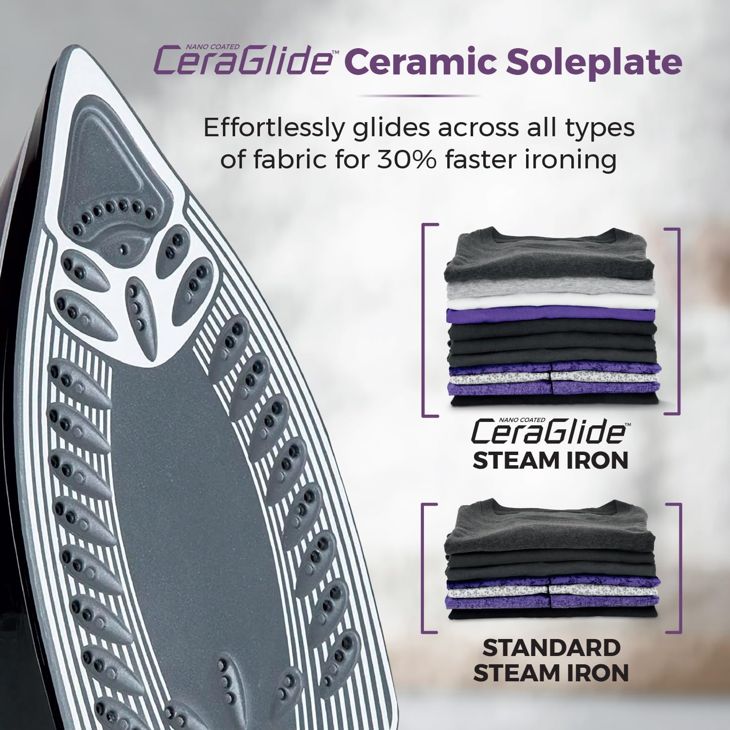 Detalle de Tower Ceraglide Ultra Speed Iron T22013PR with Ceramic Soleplate, 3100W Steam Boost