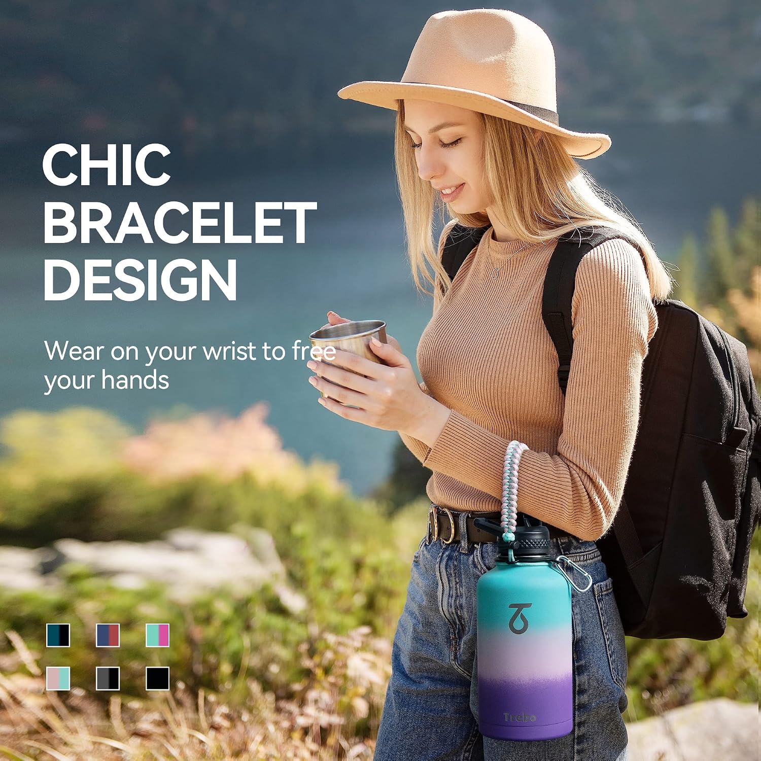 Thumbnail 6 de Trebo Water Bottle Insulated with Lid and Straw (Hydrangea)
