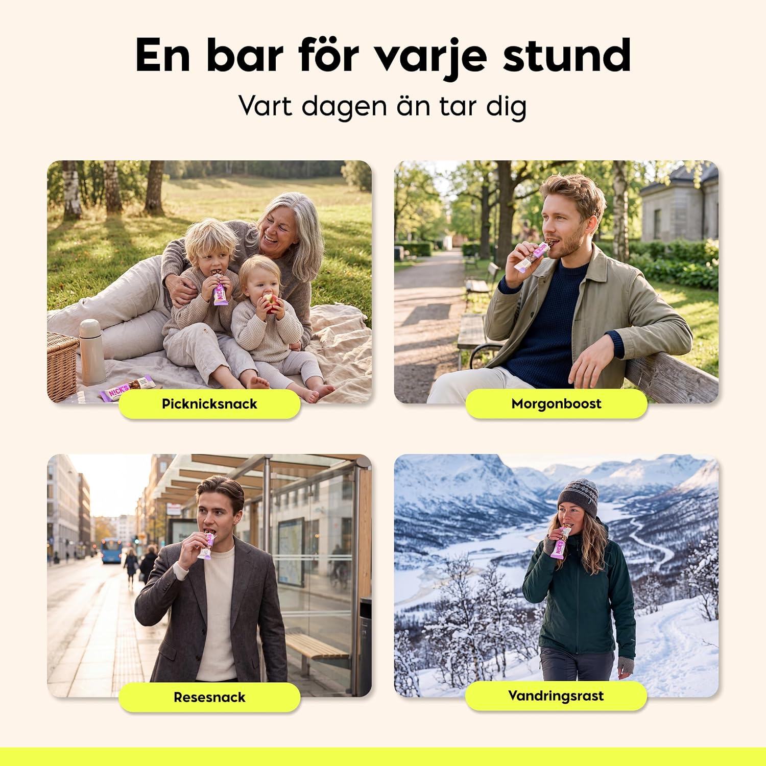 Detalle 1 de N!CK'S Almond crunch vegansk nötbar med 41 % mandel, ketochoklad och 12 x 40 g