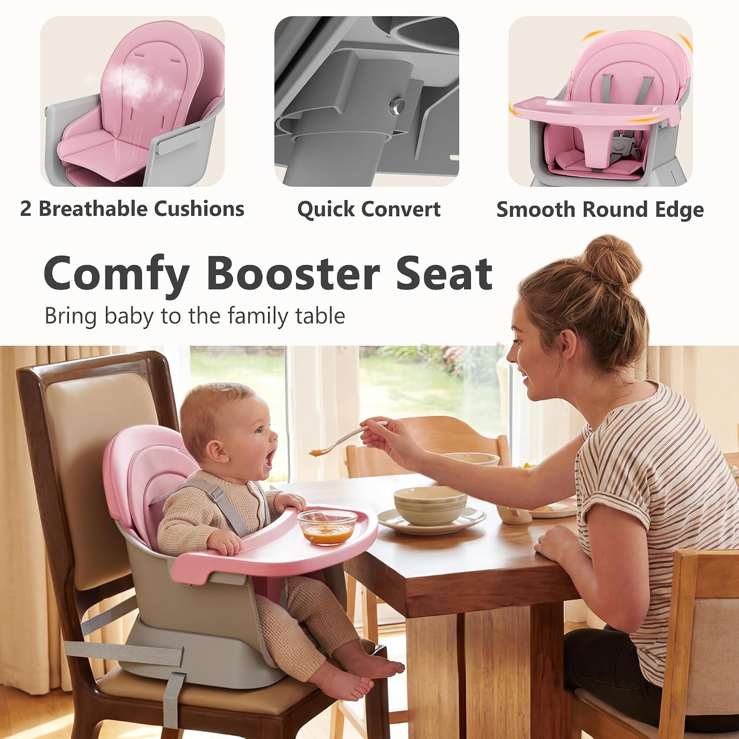 Thumbnail 3 de Kinder King 8-in-1 Baby High Chair with Adjustable Tray and Convertible Booster