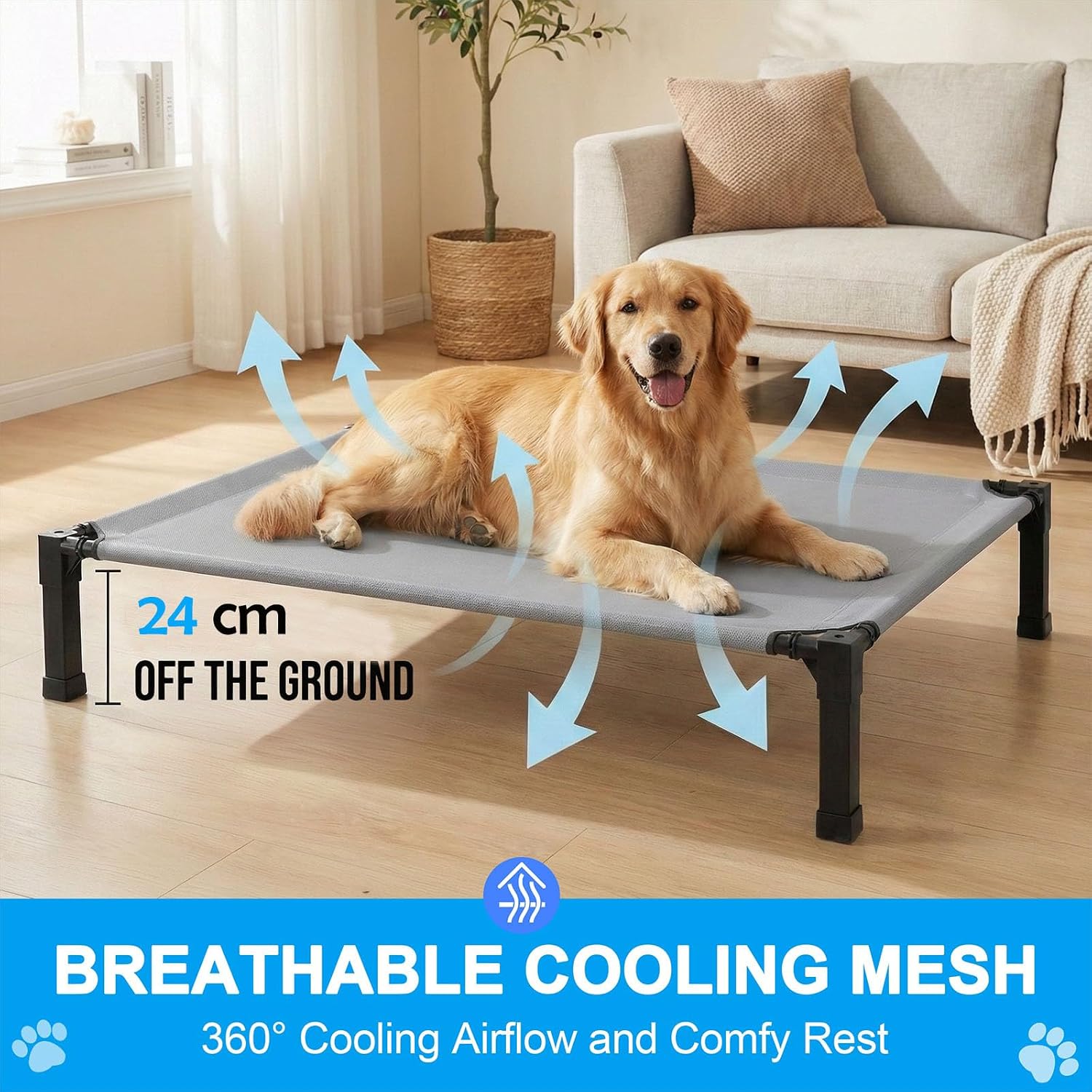 Detalle de Niubya Elevated Dog Bed for XXL Breeds (Bernese Mountain Dog & Alaskan Malamute) – 152x92x24 cm