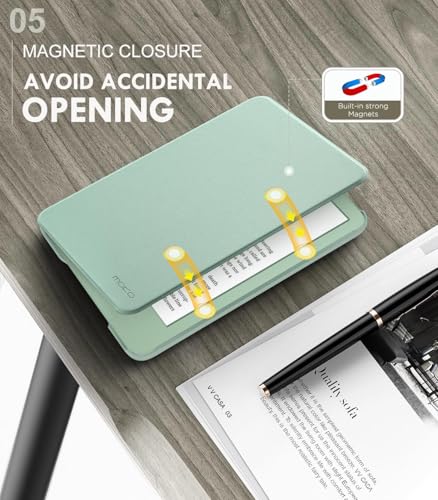 Detalle de MoKo Custodia per Kindle Basic 11ª Gen 6" Verde Matcha – Protezione leggera, risveglio automatico e accesso rapido