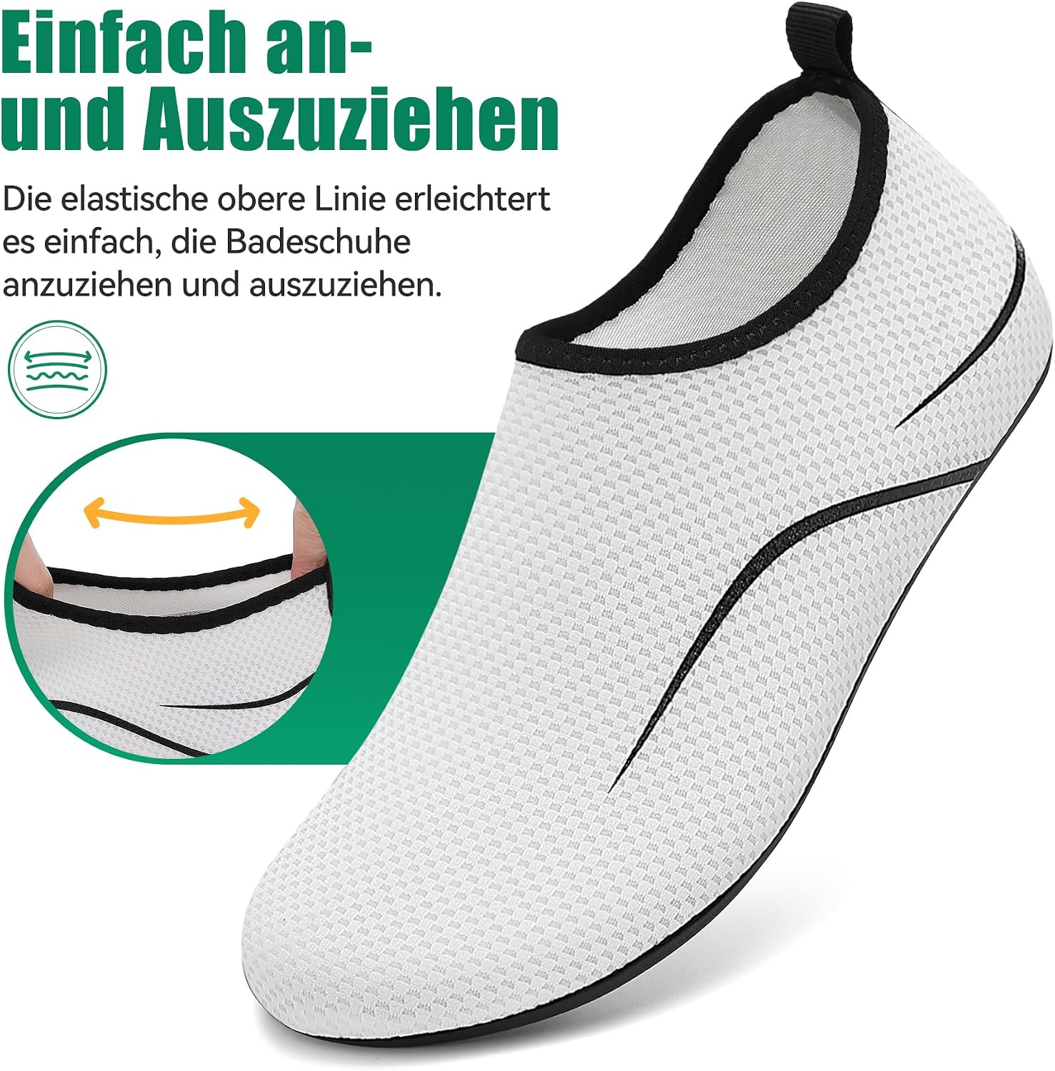 Detalle de RUOMU Unisex Badeschuhe – Schnelle Trocknung, rutschfest und leicht, Gr. 34–47