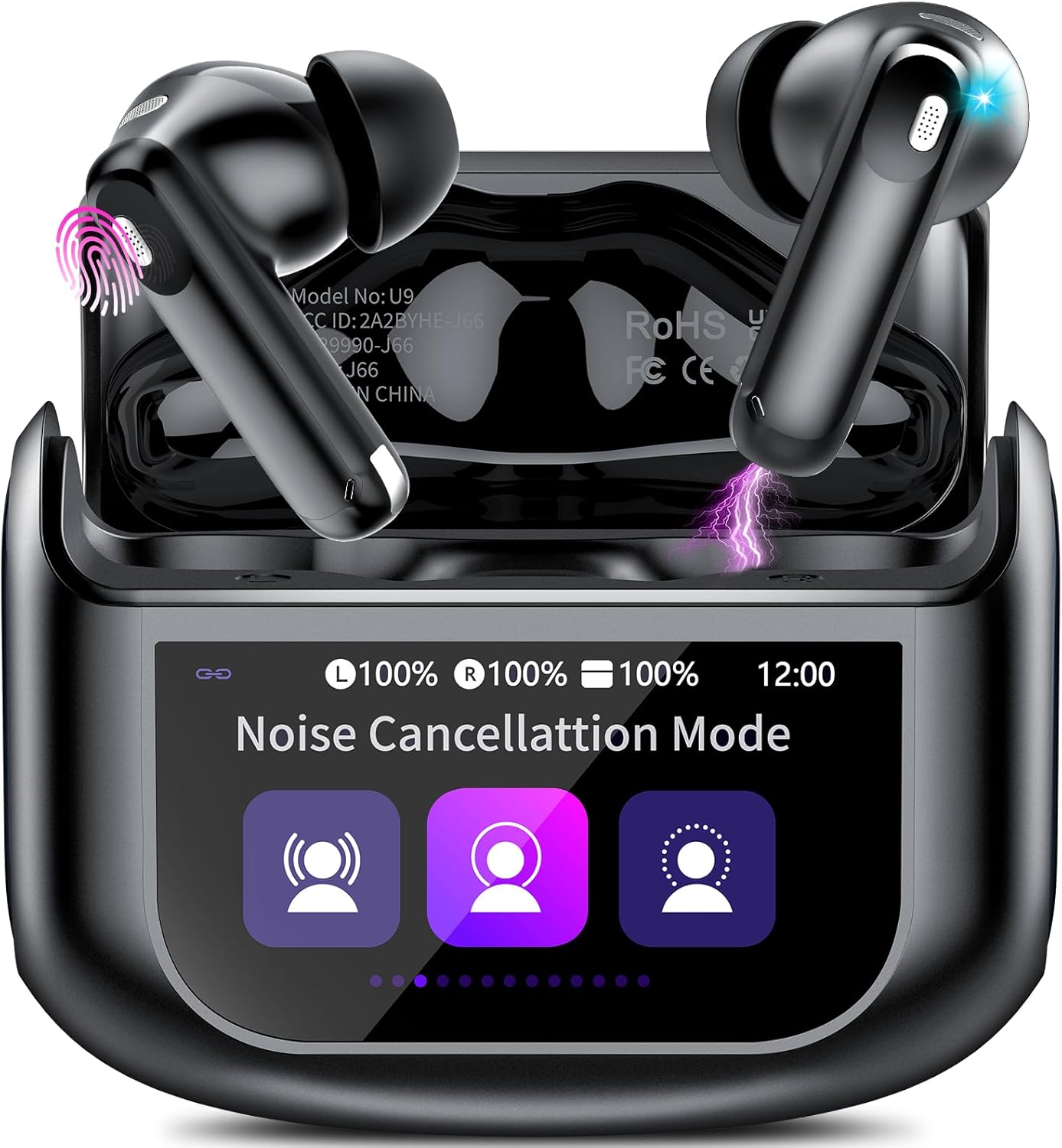 Detalle de Touchscreen Bluetooth Kopfhörer 2026 In Ear: ANC, IP7, 48 Std Laufzeit, USB-C