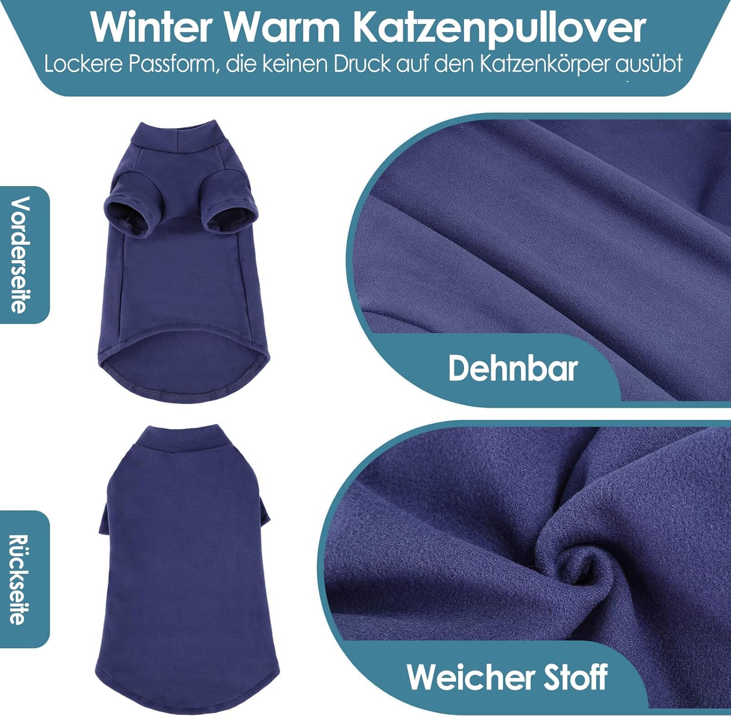 Thumbnail 2 de AOFITEE Katzenpullover Winter für Sphynx & haarlose Katzen – weicher Fleece-Halbrollkragen