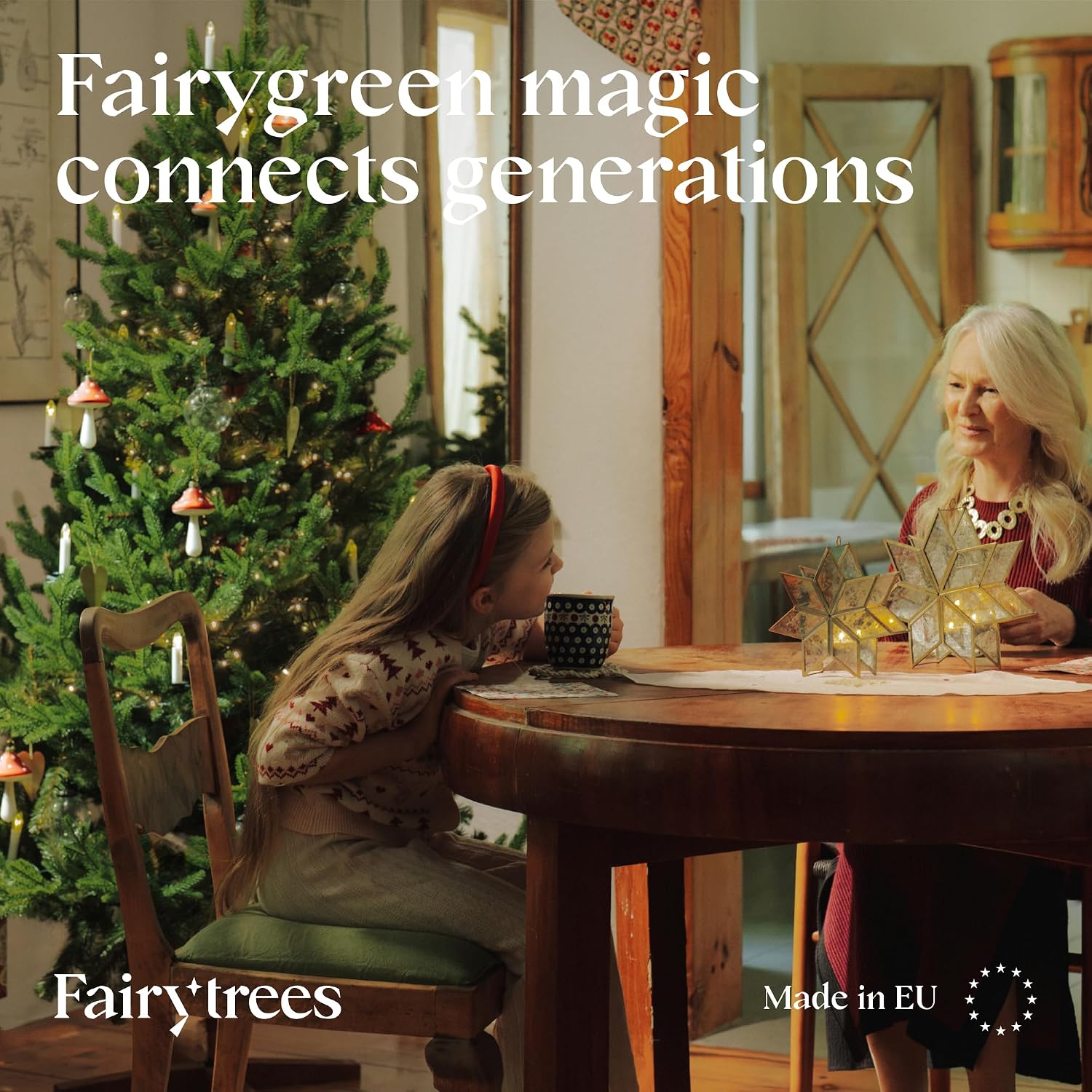 Detalle 2 de FairyTrees FT32 Bavarian Fir Premium Artificial Christmas Tree, 220 cm, PE Tips, Wooden Stand
