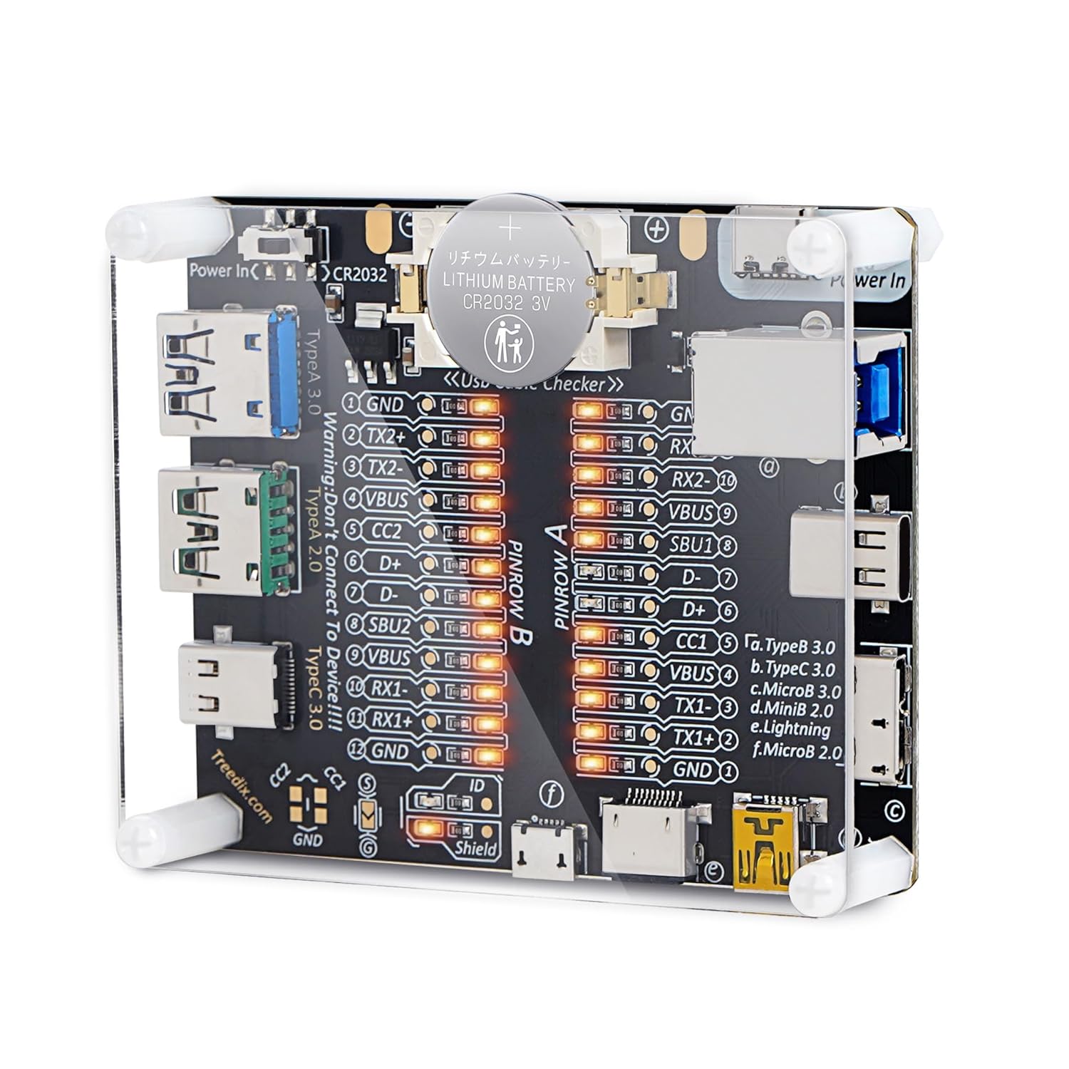 Detalle de Treedix USB-Kabeltester für USB‑C, USB‑A, USB‑B, Micro/Mini und Lightning-Kabel