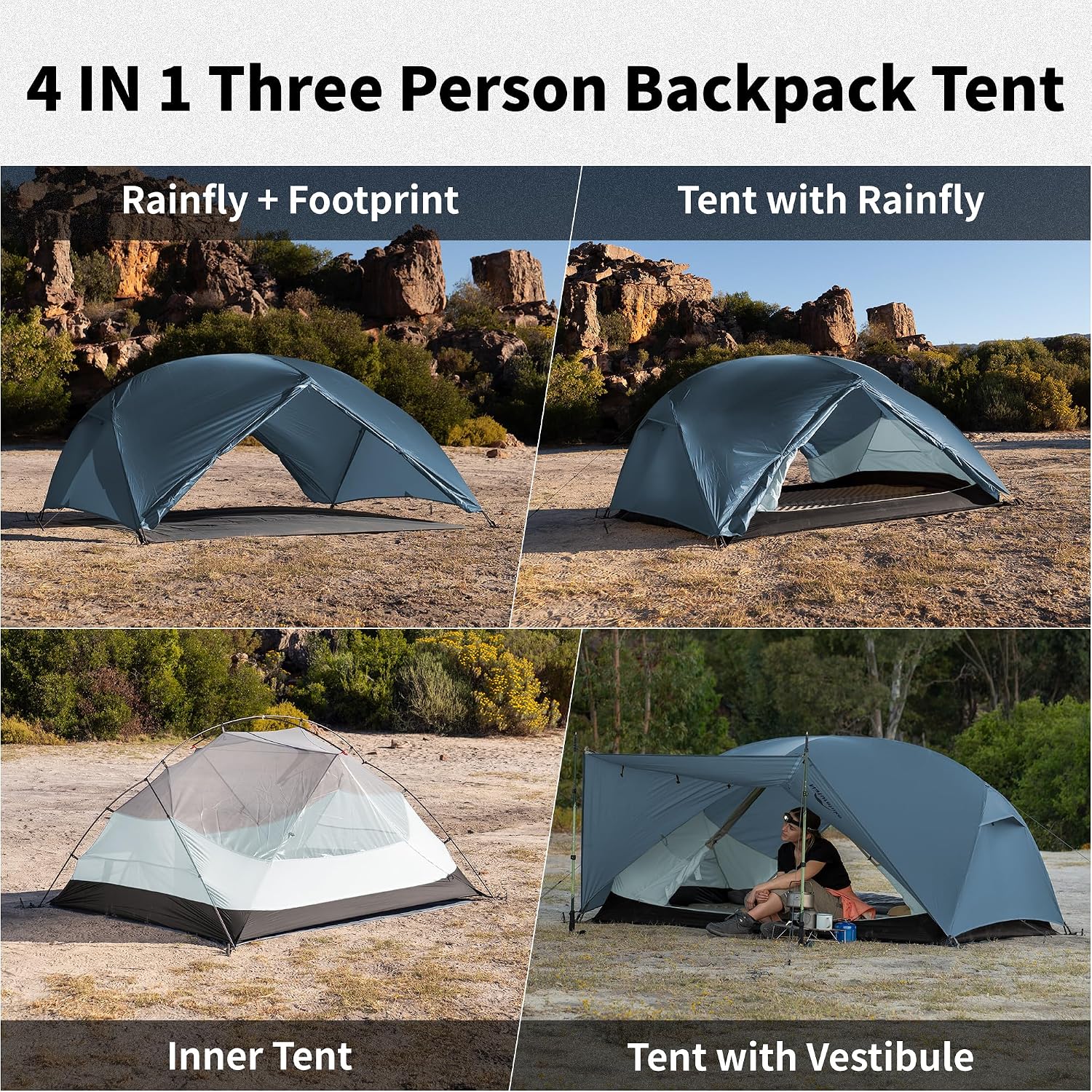 Thumbnail 6 de Naturehike Mongar Base koepeltent voor 2-3 personen, 3000 mm waterkolom, 2 deuren