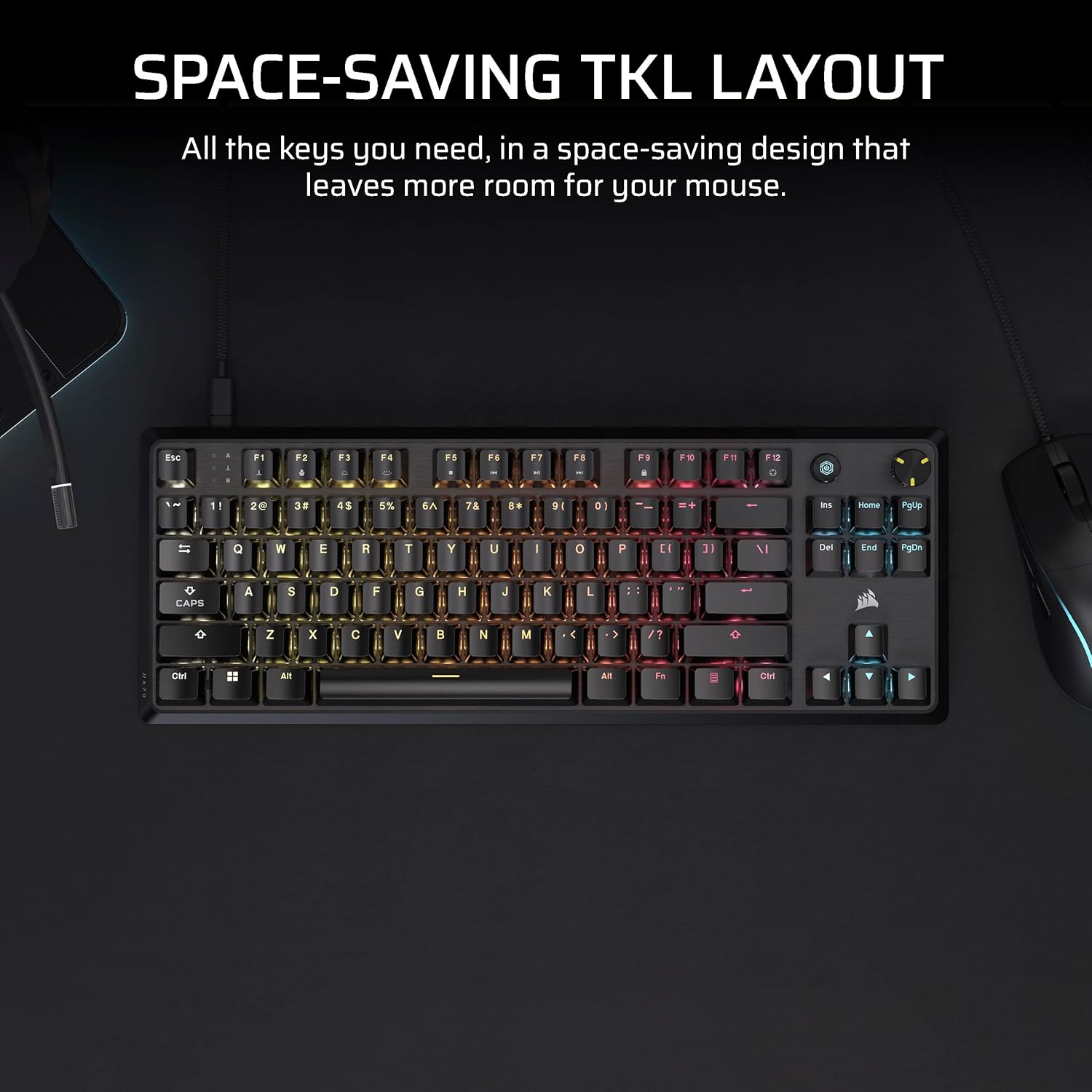Thumbnail 2 de Corsair K70 CORE TKL RGB Wired Mechanical Keyboard (Pre-Lubed MLX Red v2 Linear, Tenkeyless)