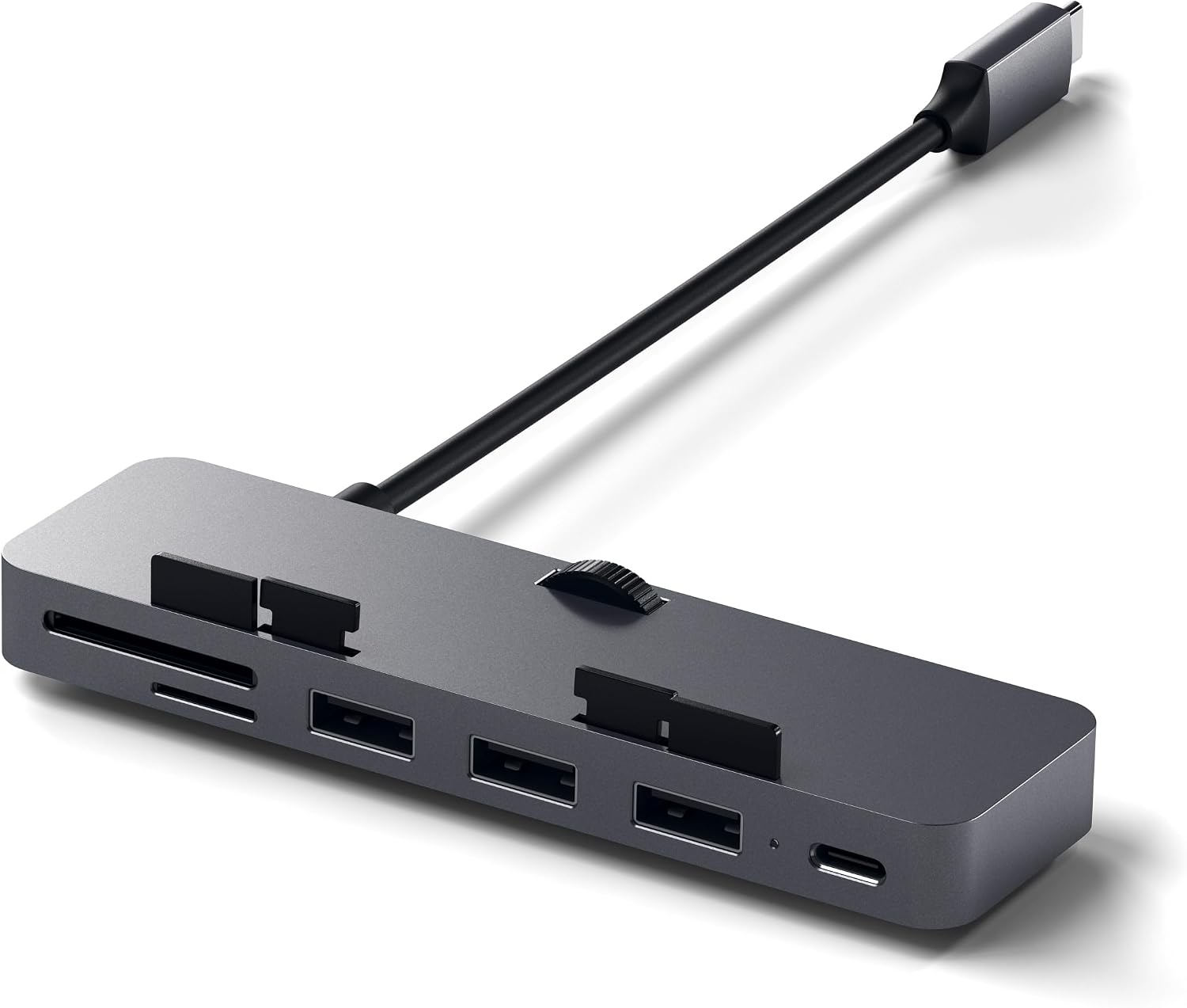 Detalle de SATECHI Hub USB-C con morsetto per iMac e lettore Micro/SD: espansione dati per iMac 2019/2017 e iMac Pro (grigio siderale)