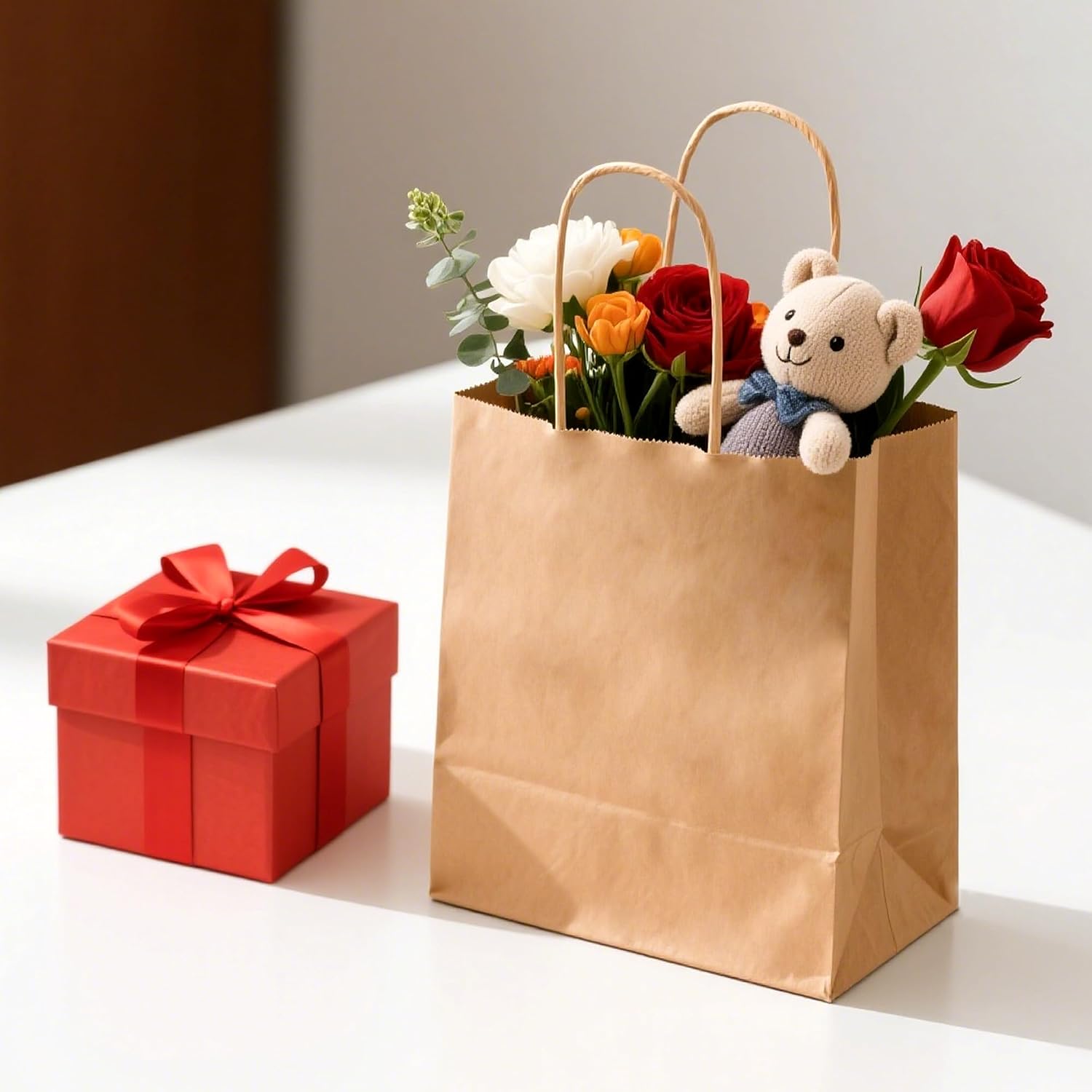 Thumbnail 6 de METAPRINT Brown Paper Gift Bags with Handles in Bulk (100 pcs) – 8x4.5x10.8 inch Kraft Bags