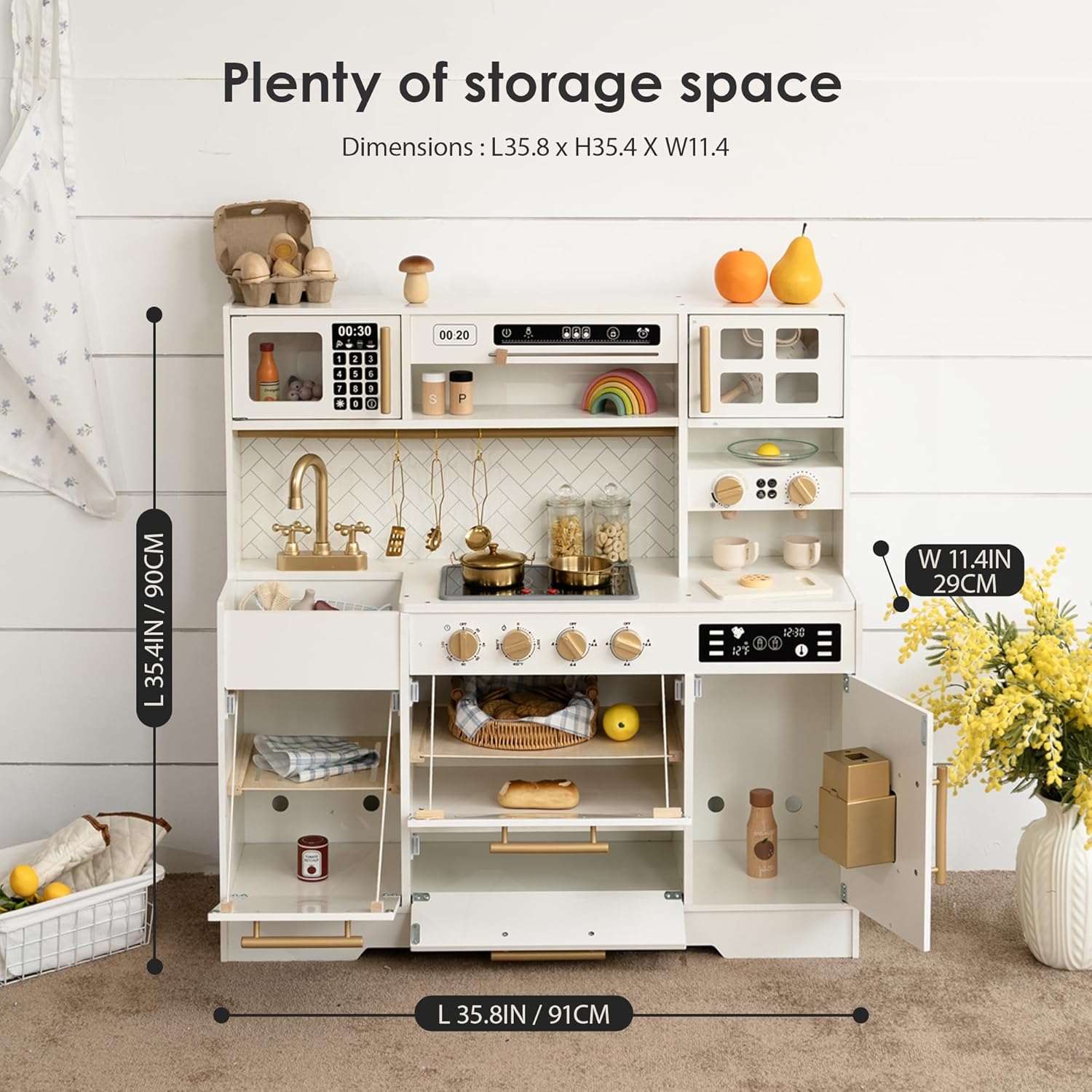 Thumbnail 4 de Wooden Play Kitchen for Kids 15+ Accessories 🍽