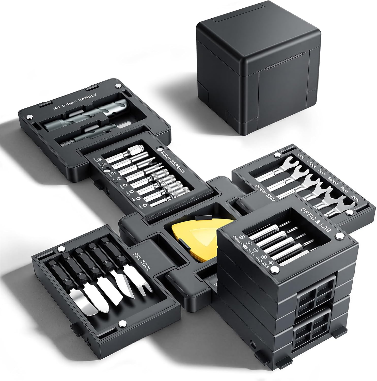 Detalle de KCEASUA KC-5501 55-in-1 Magnetic Precision Screwdriver Set with Foldable Cube