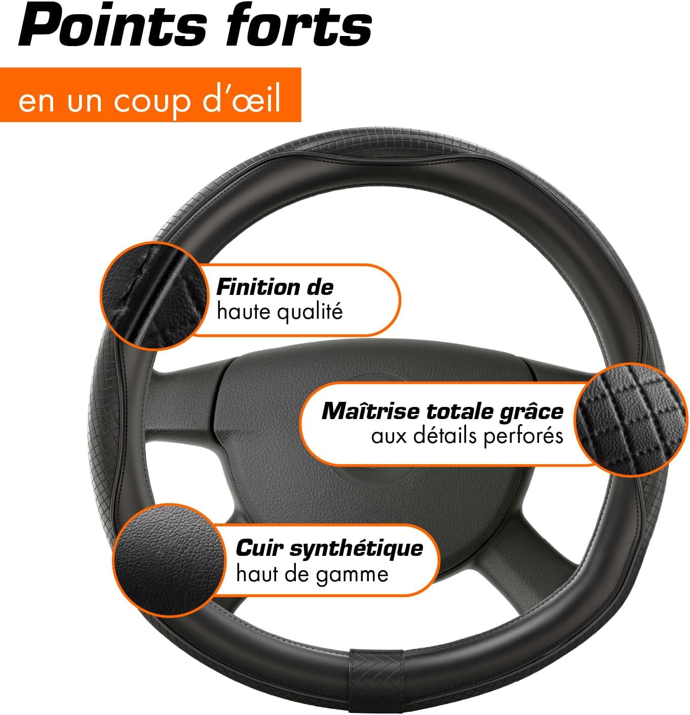 Detalle 2 de Upgrade4cars Couvre Volant Forme D 37-38 cm