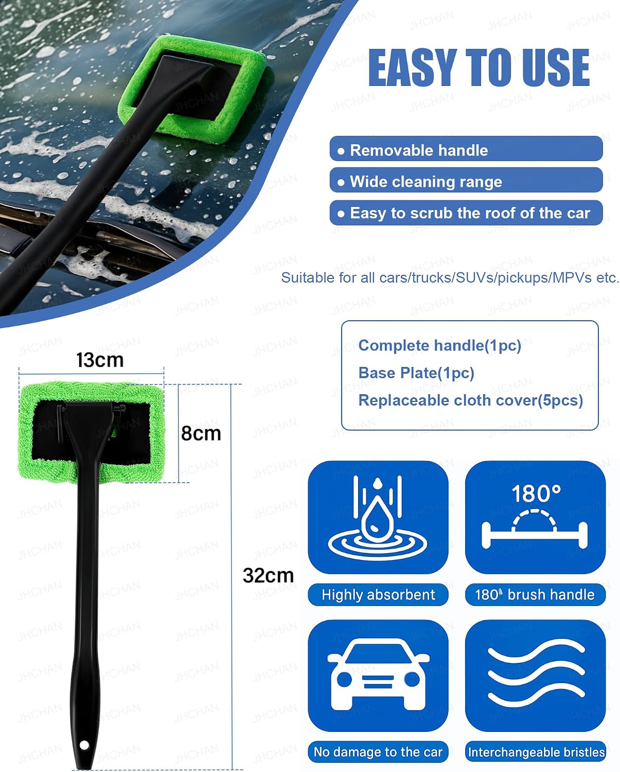 Detalle 2 de JHCHAN Car Windscreen Cleaner Inside Tool