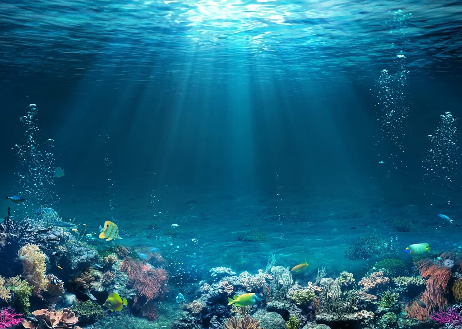 BELECO Underwater World Backdrop (2.1x1.5m) polyester fabric undersea photography background
