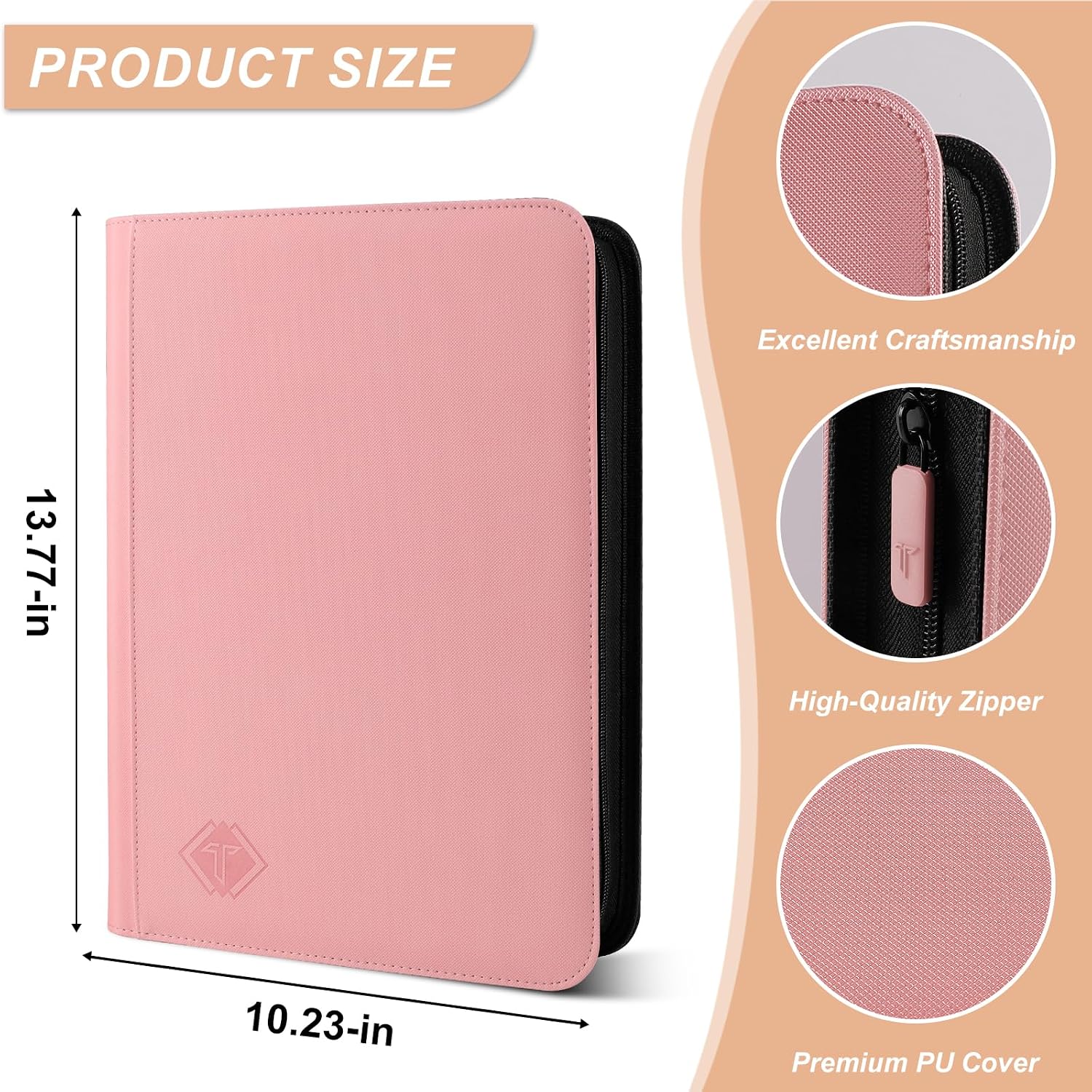 Detalle 2 de Trading Card Binder: 9-Pocket Pink Album with 432 Slots for MTG, Baseball, Football and Sports Cards