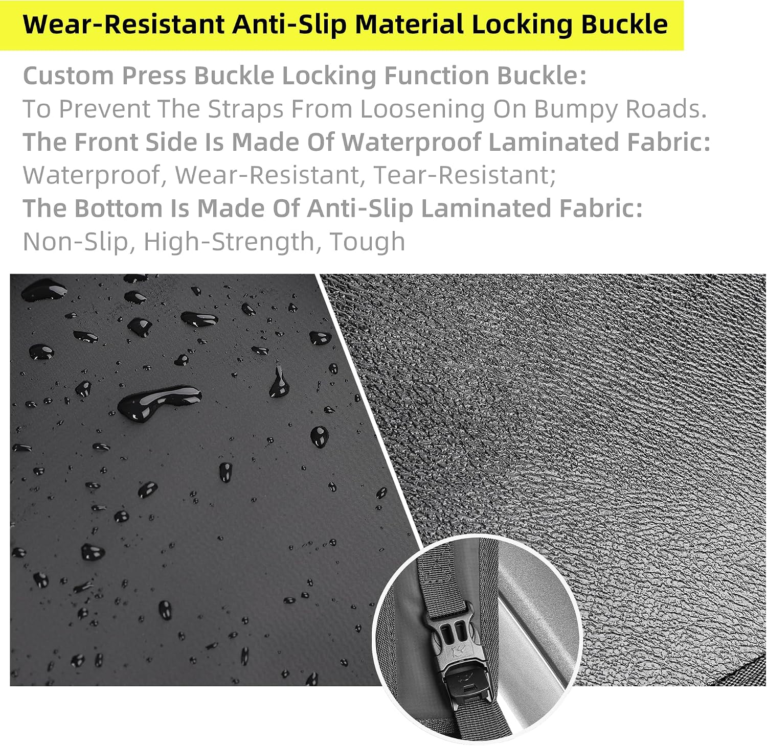 Detalle de Rhinowalk universal motorcycle tank side bag mounting base (tank pad, quick-release straps, MOLLE, waterproof)