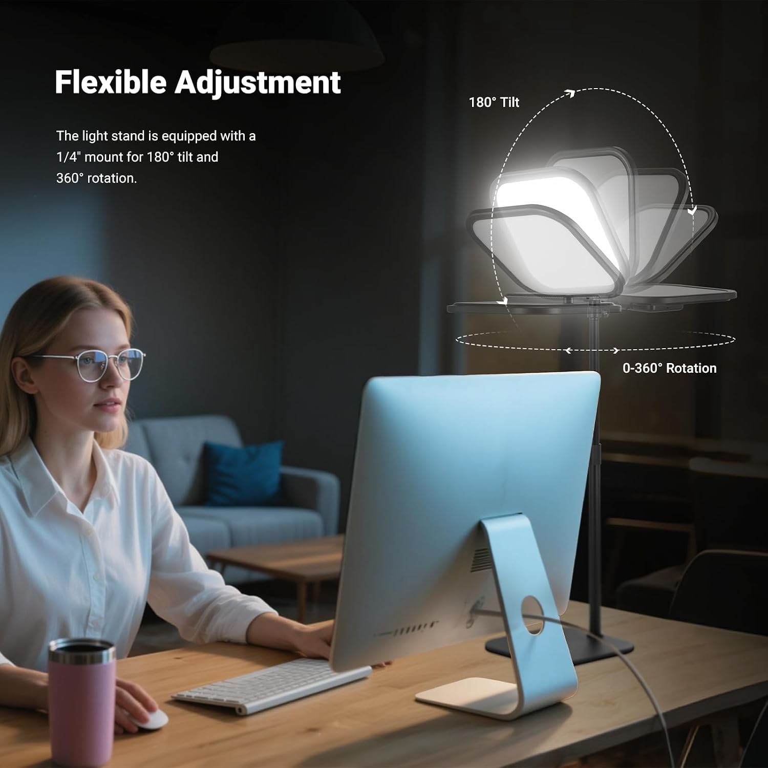 Thumbnail 5 de NEEWER Basics 10.8" Video Conference Lighting with Desk Stand & Phone Holder (15W Bi-Colour, CRI95+)