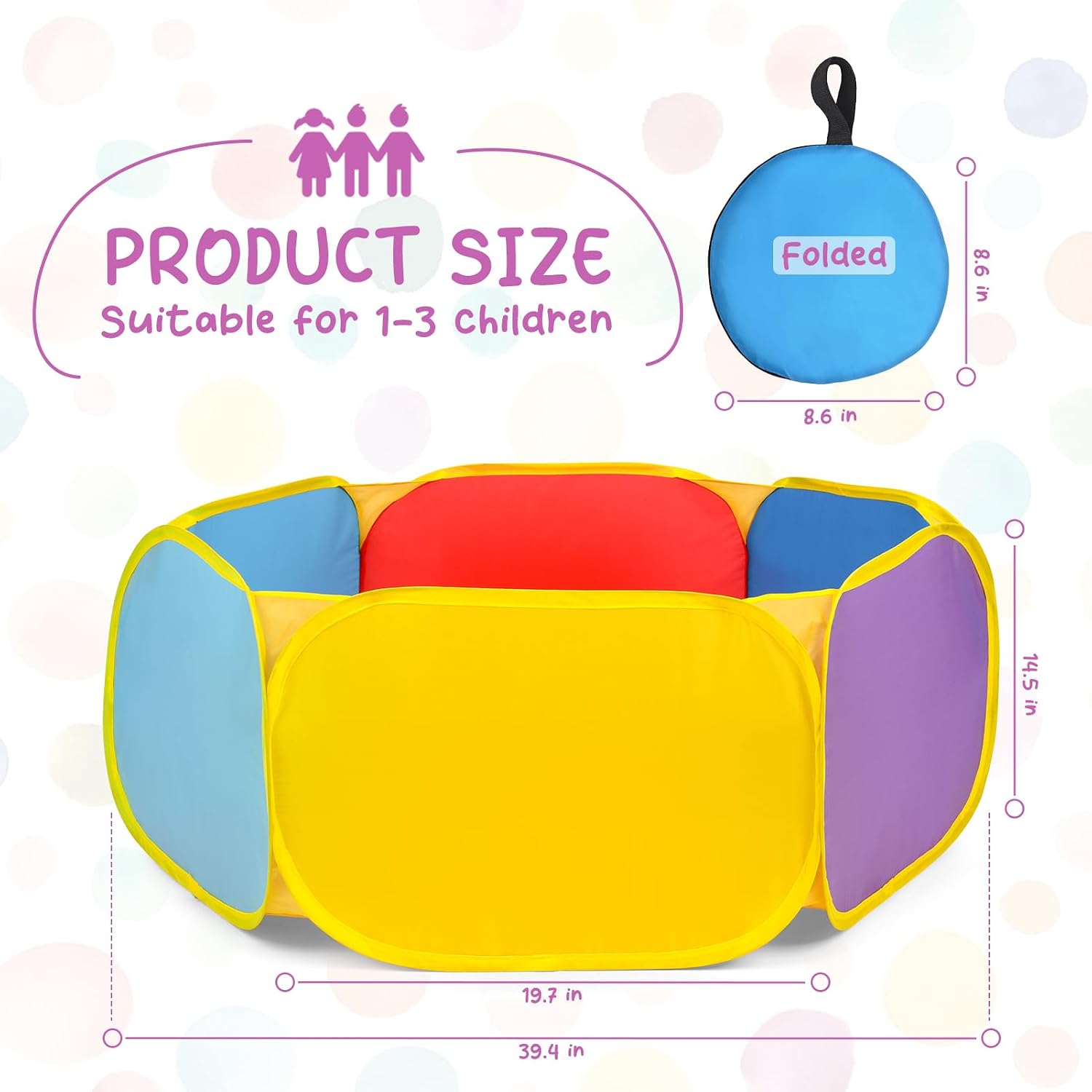 Detalle de Eocolz Kids Large Pop-Up Ball Pit Tent with Basketball Hoop (1M Multicolour, Balls Not Included)