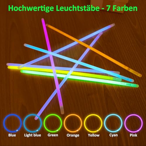 Detalle 2 de UooEA Bastoncini Luminosi Fluo 100 Pezzi – Braccialetti e Connettori per feste notturne, carnevale e regali di compleanno