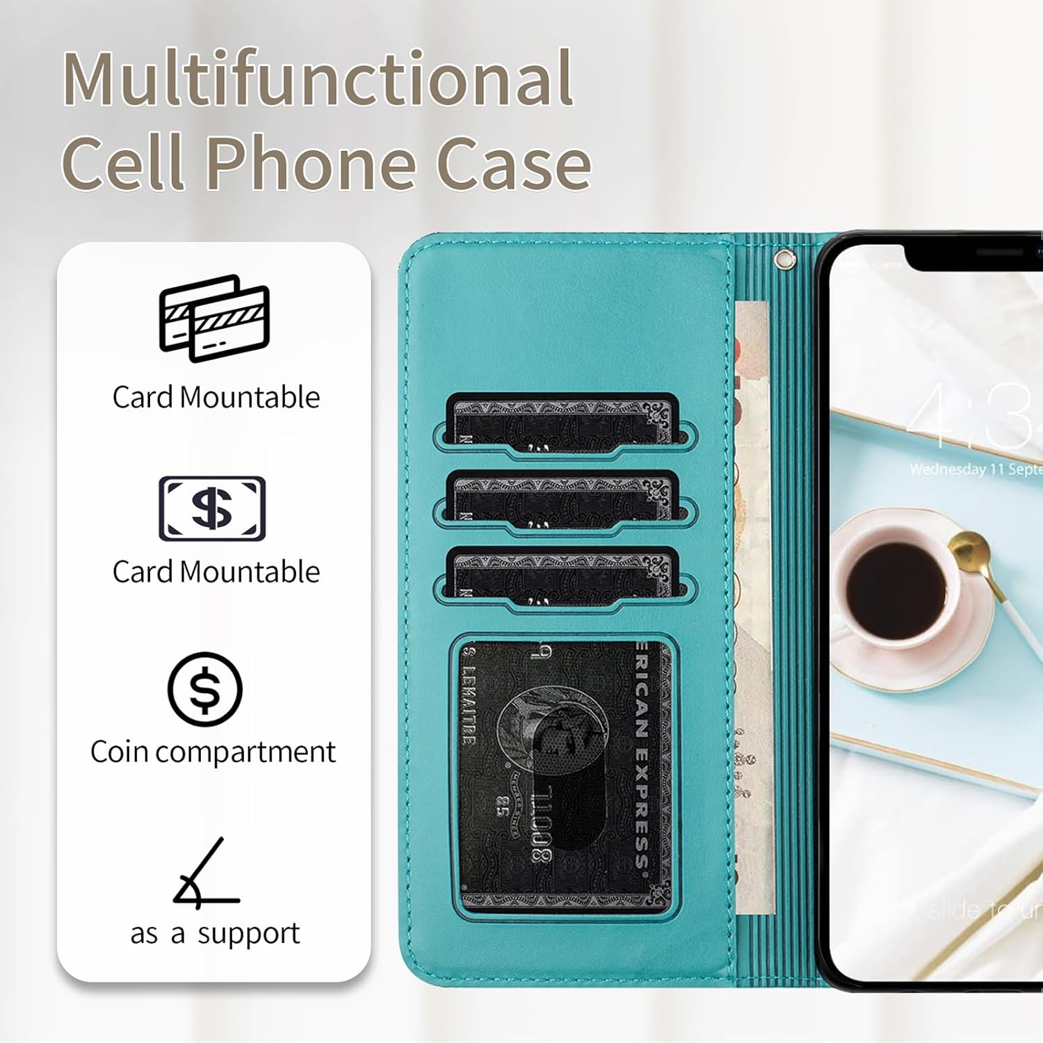 Thumbnail 2 de Butnyeoe Hülle iPhone XS/X Klapphülle Wallet Blau Grün