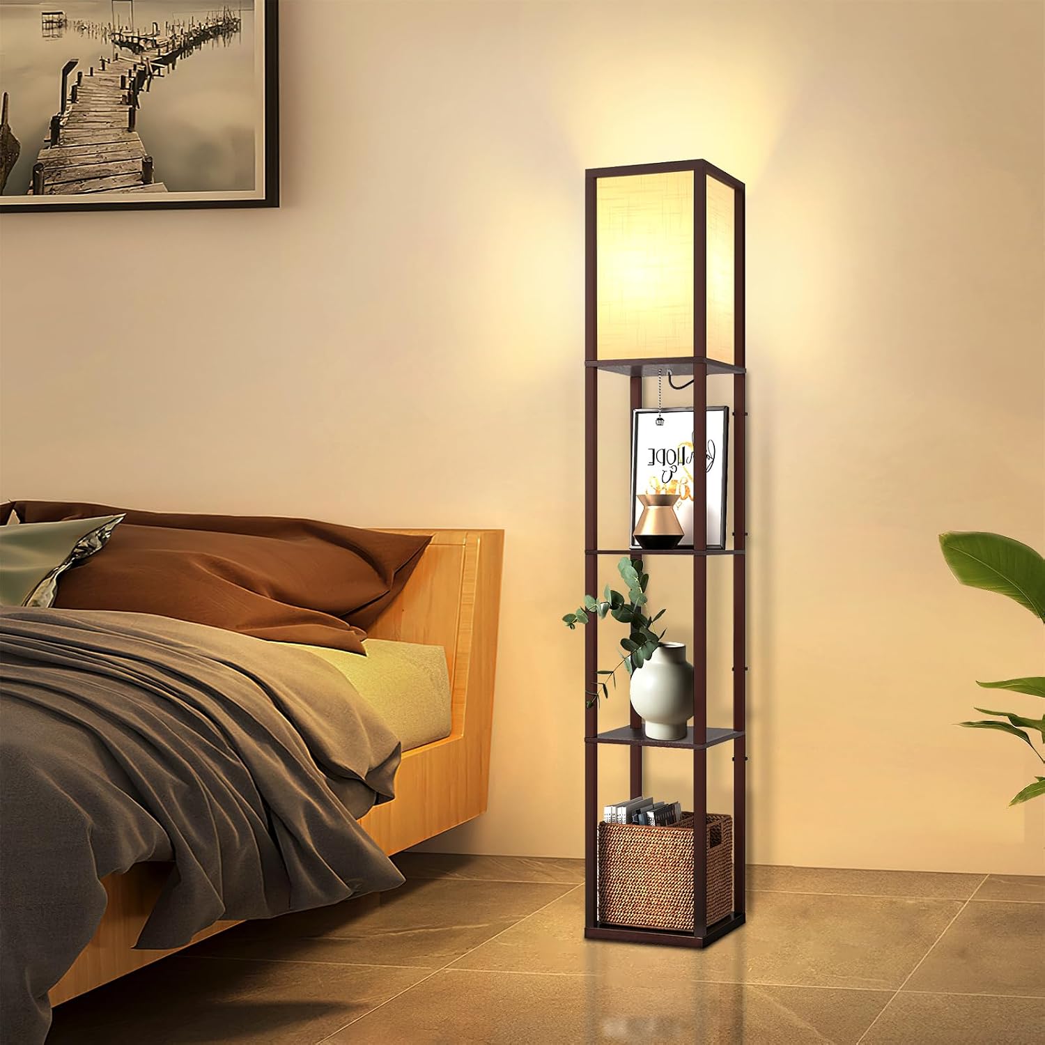 Detalle 1 de Omdekor LED Stehlampe Holz, 160 cm