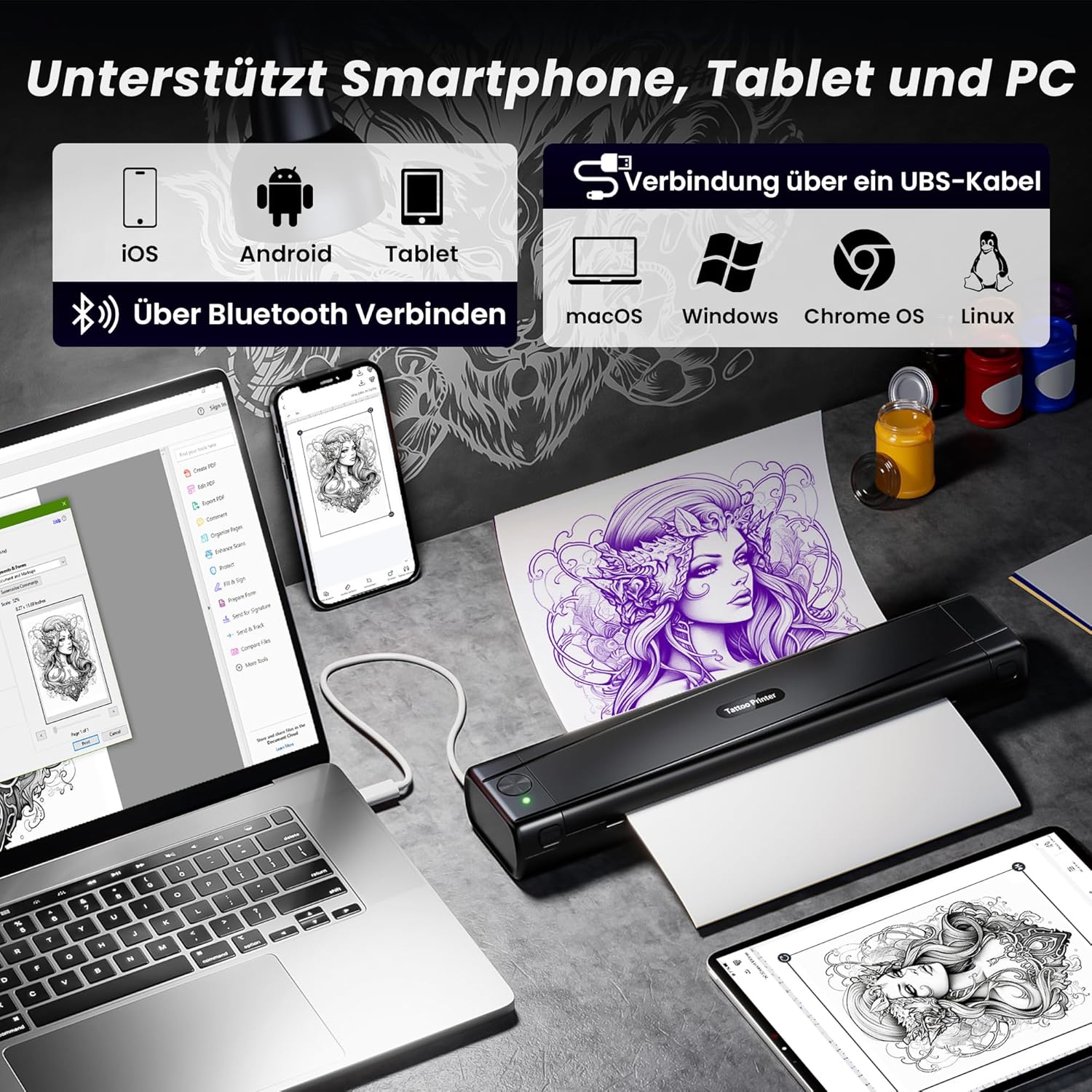 Detalle de TATTMUSE Tattoo Drucker 1200mAh đź–¨