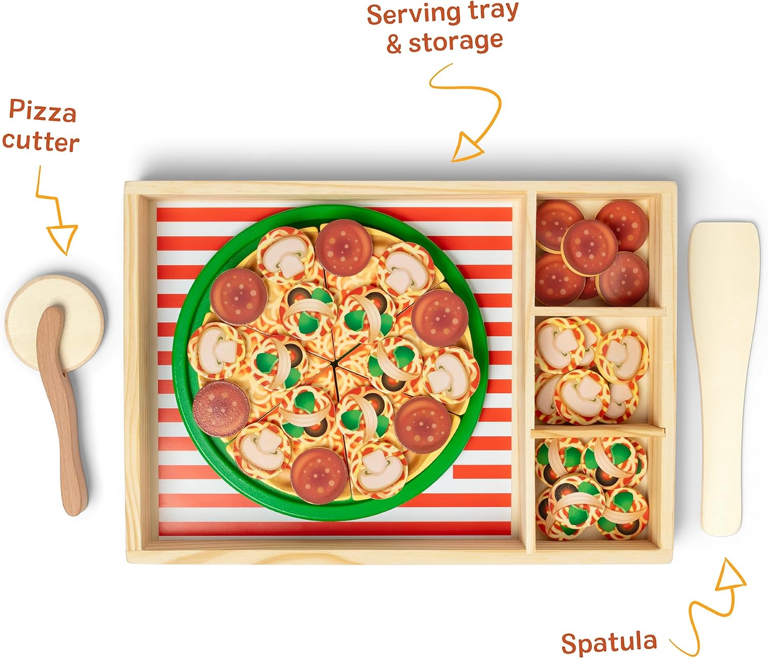 Detalle 2 de Melissa & Doug Wooden Pizza playset for kids 🍽