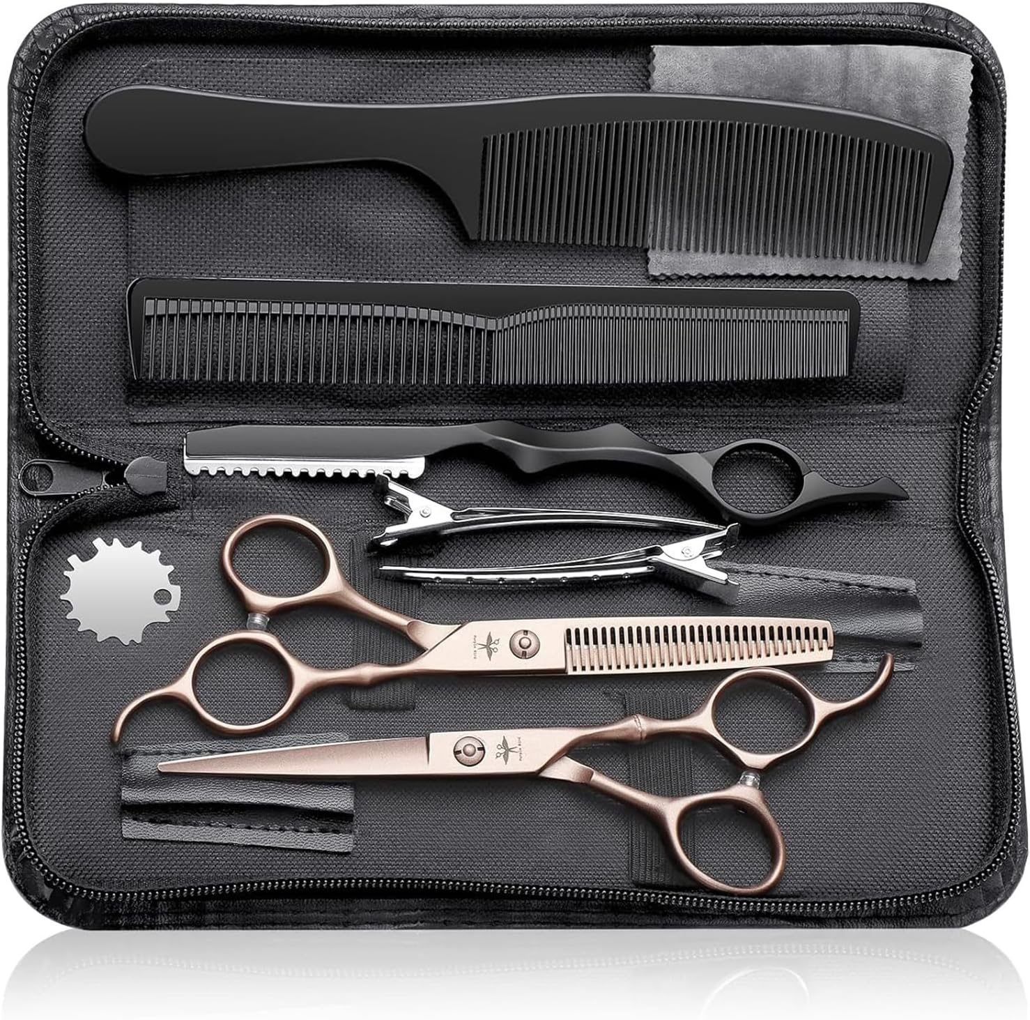 Detalle de Purple Bird Hair Cutting Kit: Professional Barber Shears Set with 10-Piece Accessories