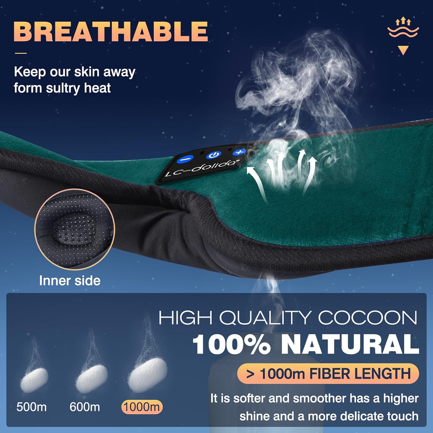 Thumbnail 2 de LC-dolida Bluetooth Sleep Mask Headphones: Upgraded 3D Sleep Headphones for Side Sleepers