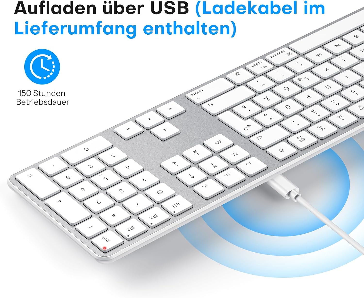 Detalle de OMOTON Mac Tastatur Maus Set Kabellos – Bluetooth, DE Layout, Multi-Gerät