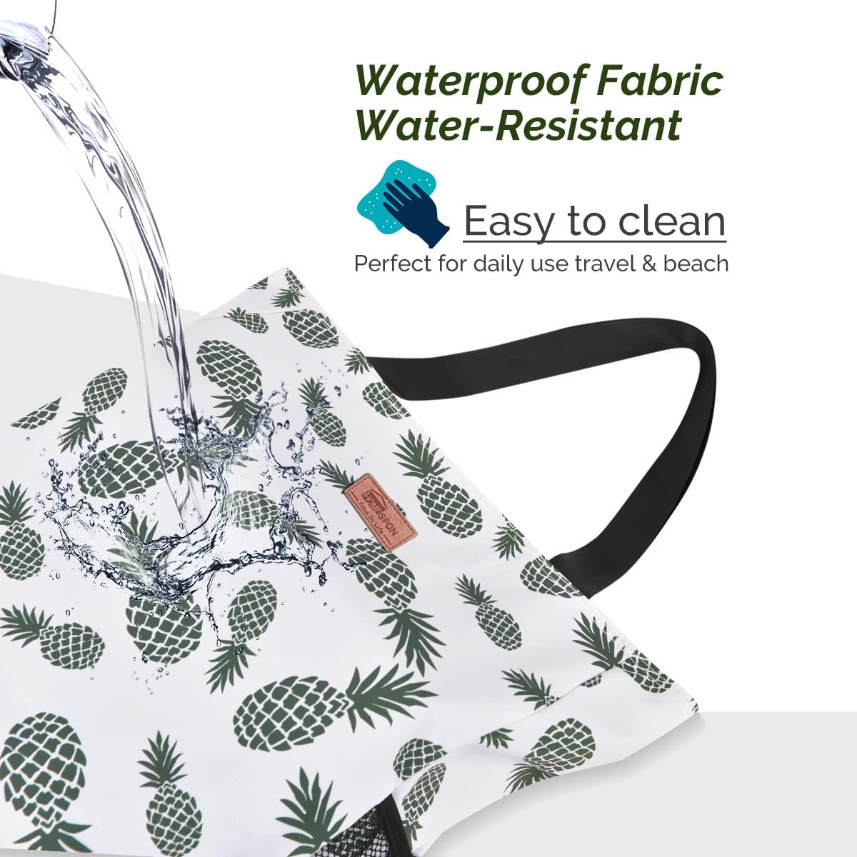 Thumbnail 2 de HOMESPON Large Waterproof Beach Tote Bag with Zip & Pockets – for Women