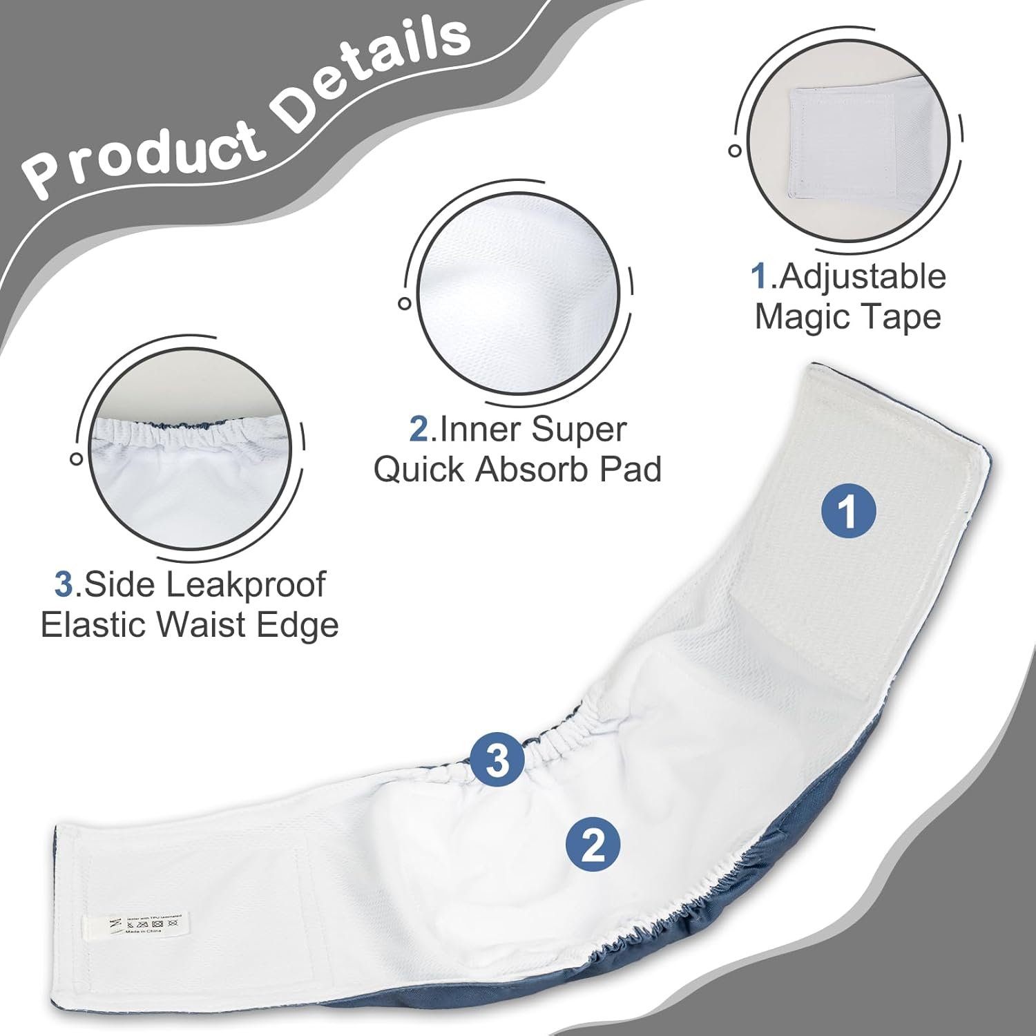 Thumbnail 4 de MICOOYO Reusable Male Dog Belly Bands (Pack of 3) – XL