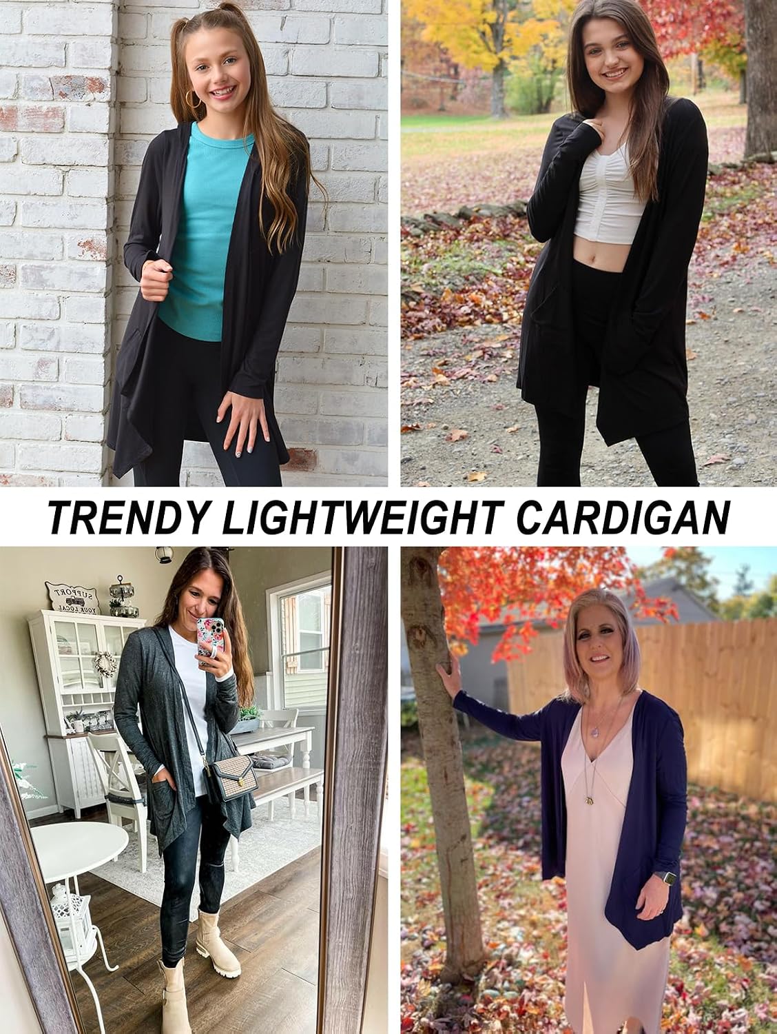 Detalle 2 de Veryoung Black Lightweight Cardigan for Women with Pockets and High-Low Hem